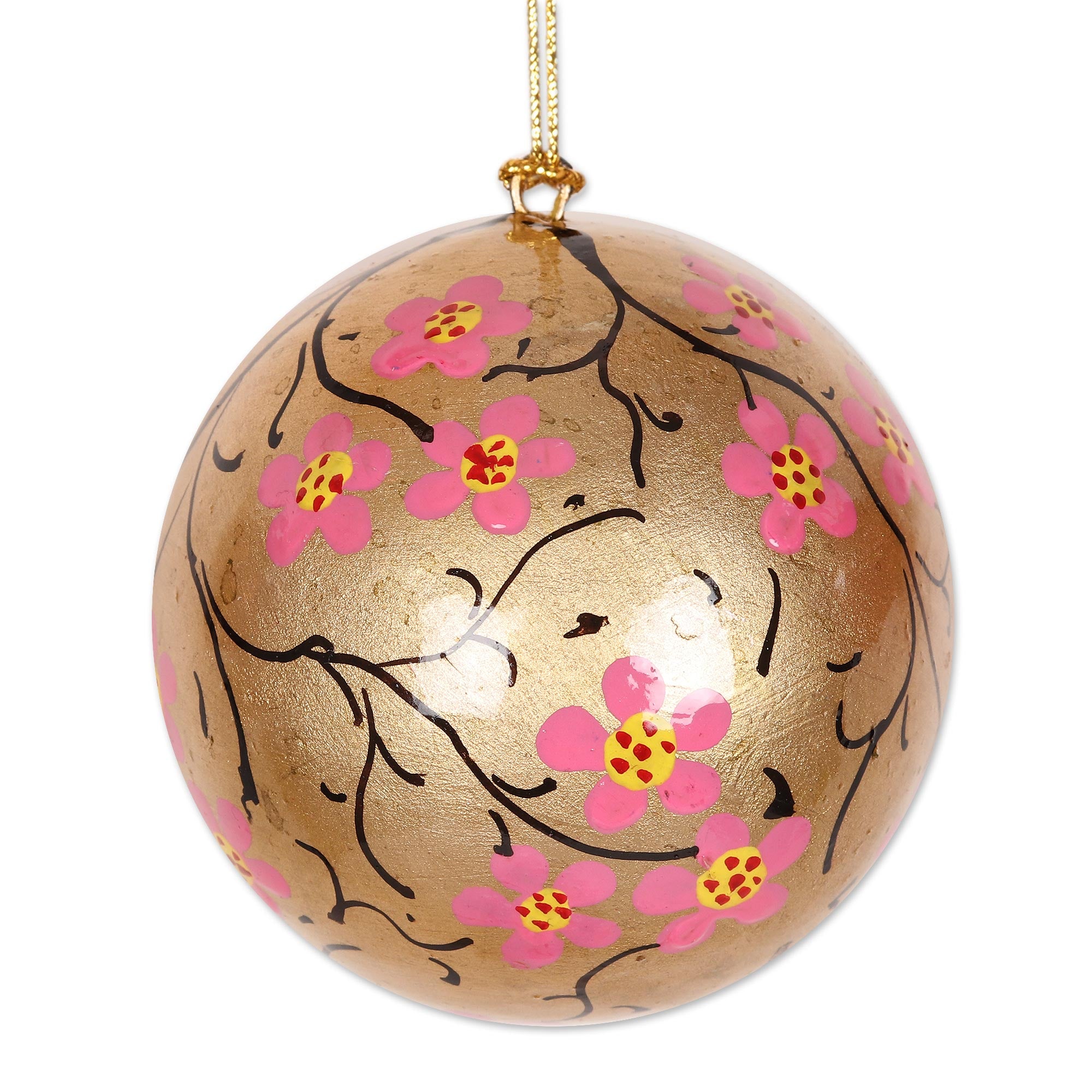 Premium Handcrafted Cherry Blossom Christmas Ornaments - Set of 6