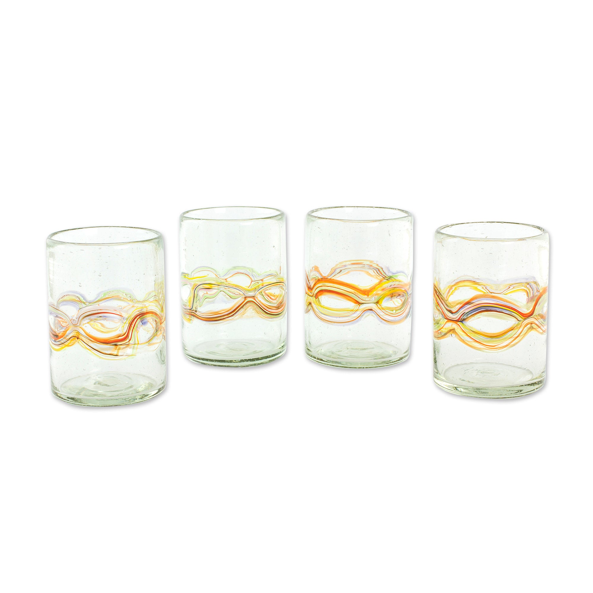 Premium Hand-Blown Recycled Juice Glasses - Orange Reefs (Set of 4) | Eco-Friendly Kitchen Upgrade