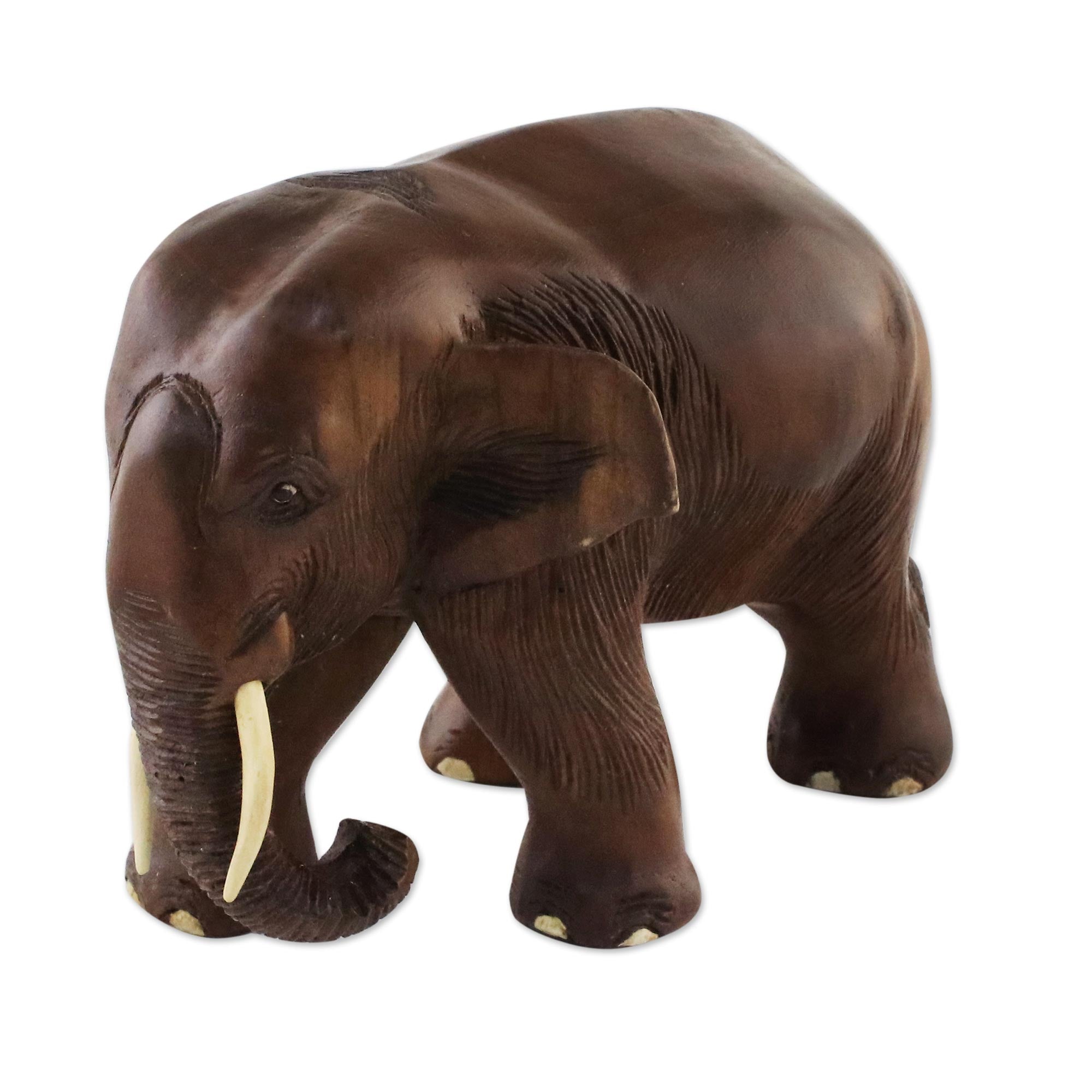 Premium Teak Wood Elephant Sculpture - Handcrafted in Thailand