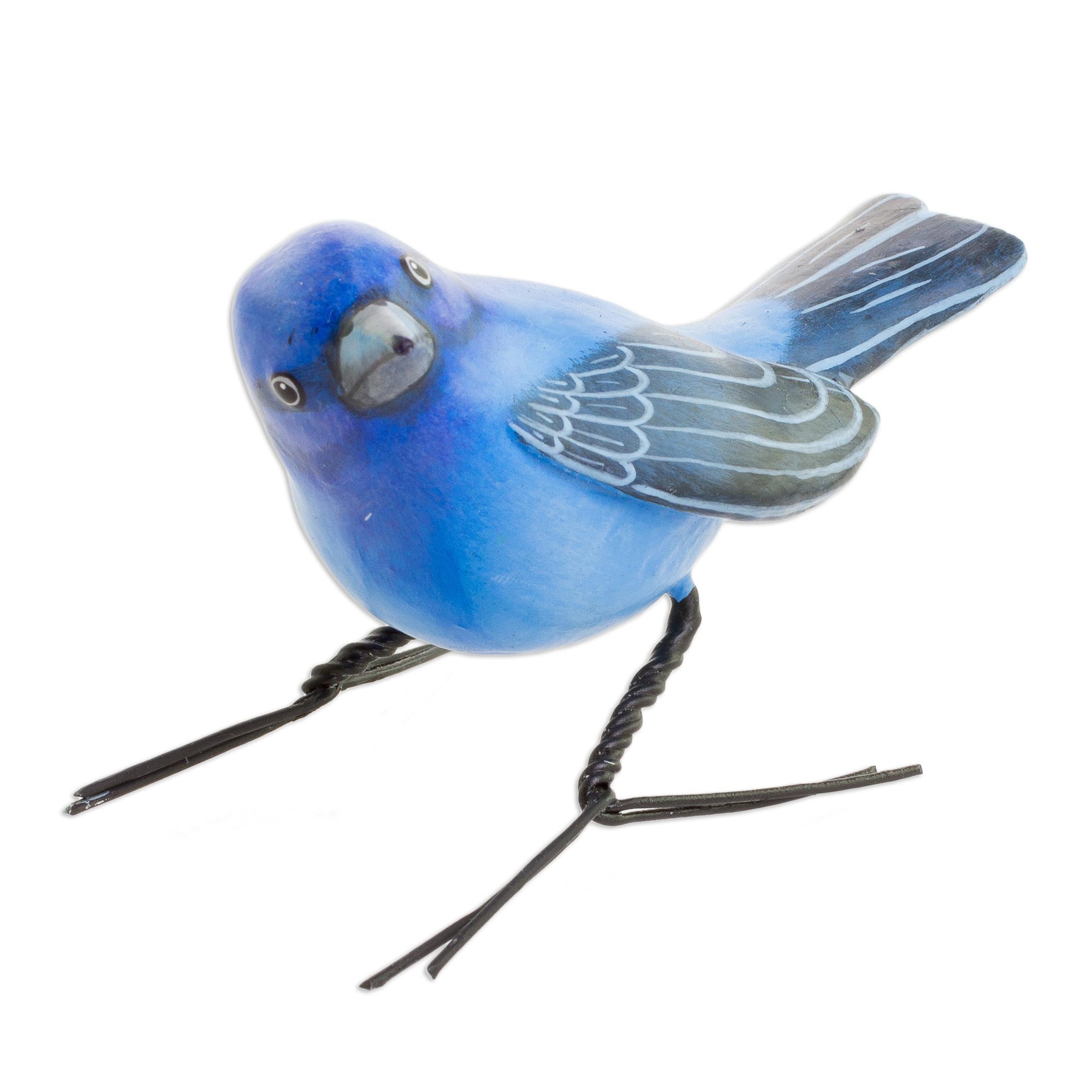 Premium Handcrafted Indigo Bunting Ceramic Bird Figurine - Ultimate Home Decor