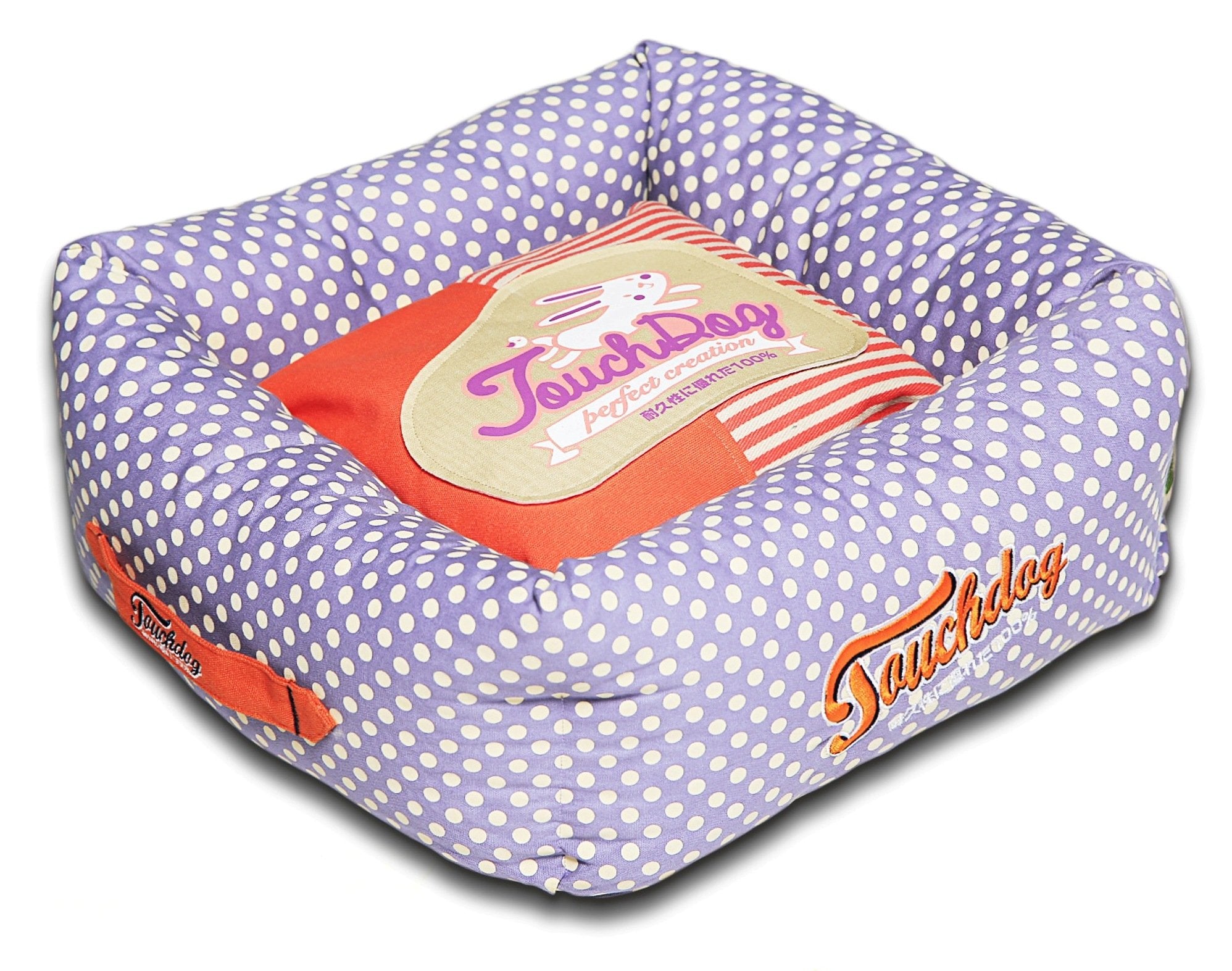 Touchdog™ Polka-Striped Premium Easy-Wash Dog Bed