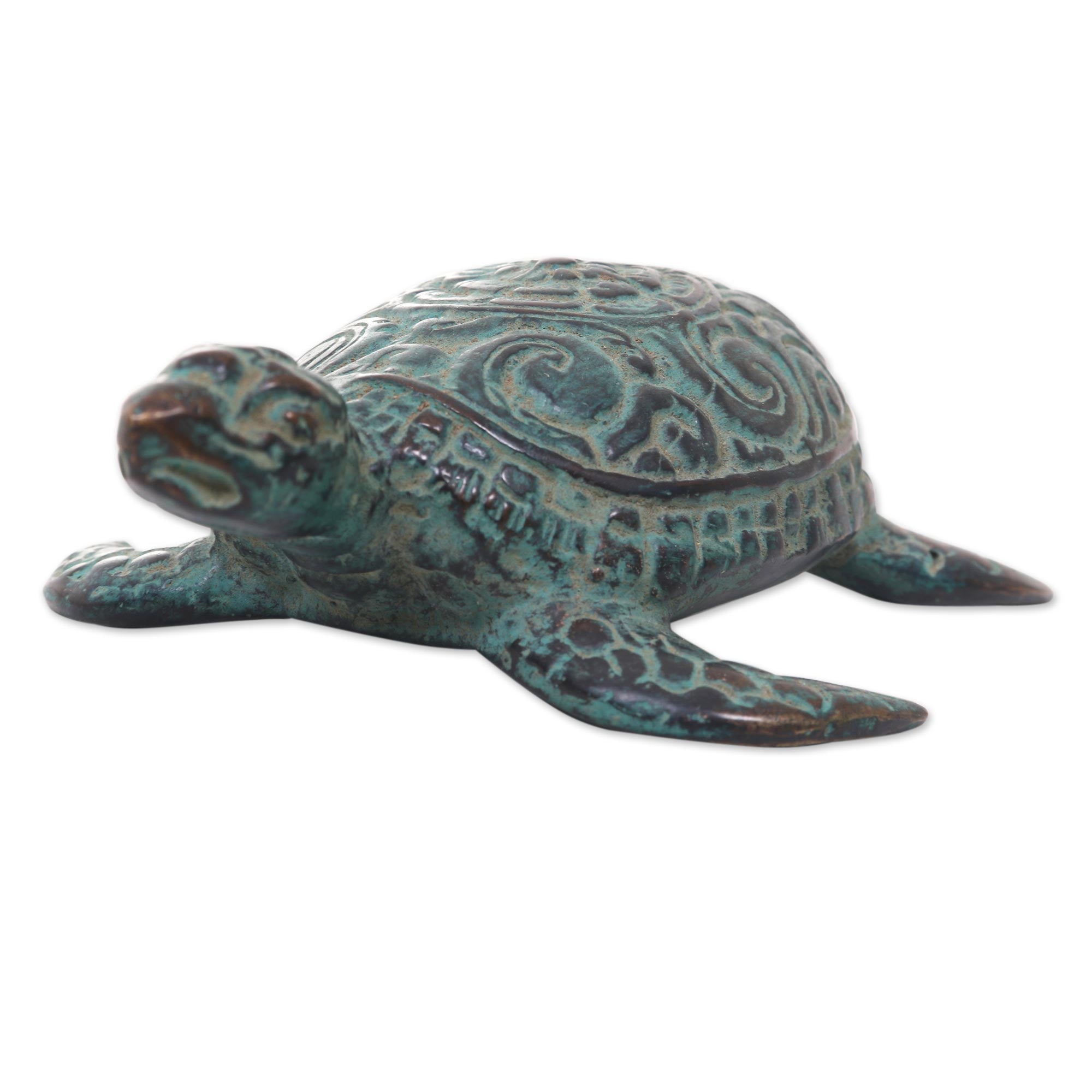 Premium Green Turtle Bronze Sculpture – Handcrafted Artisan Decor