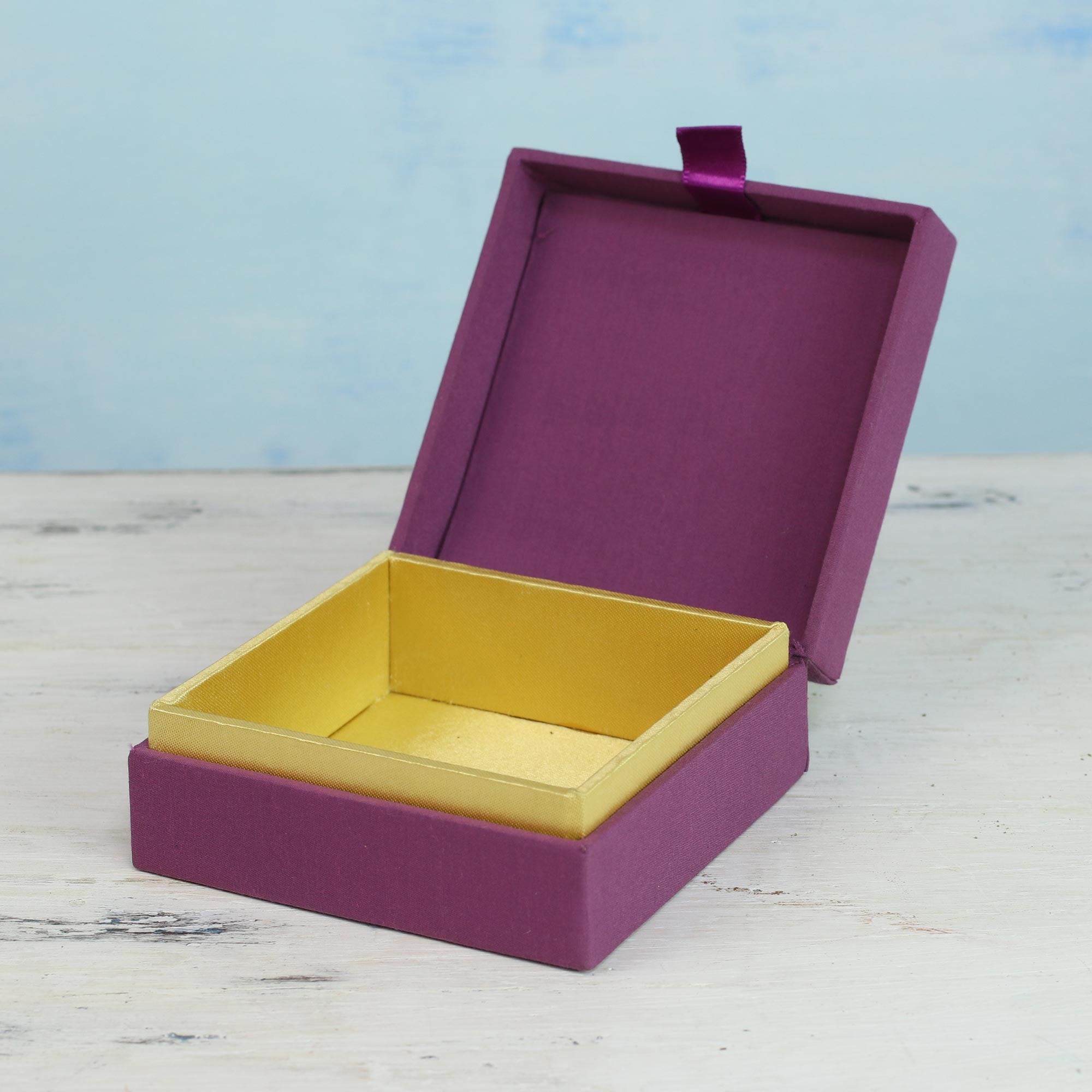 Premium Zardozi Embroidered Purple Cotton Decorative Box
