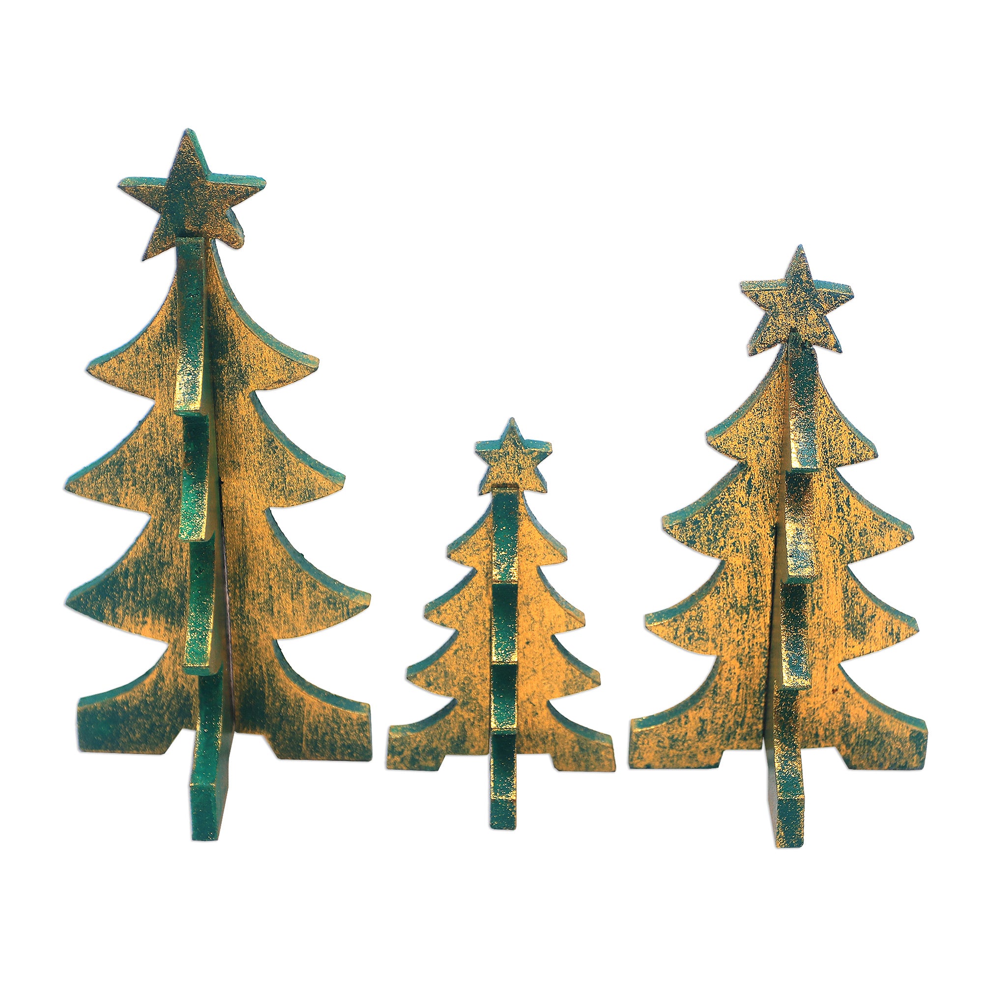 Premium Handcrafted Christmas Tree Set - Festive Tabletop Decor from Bali (Set of 3)
