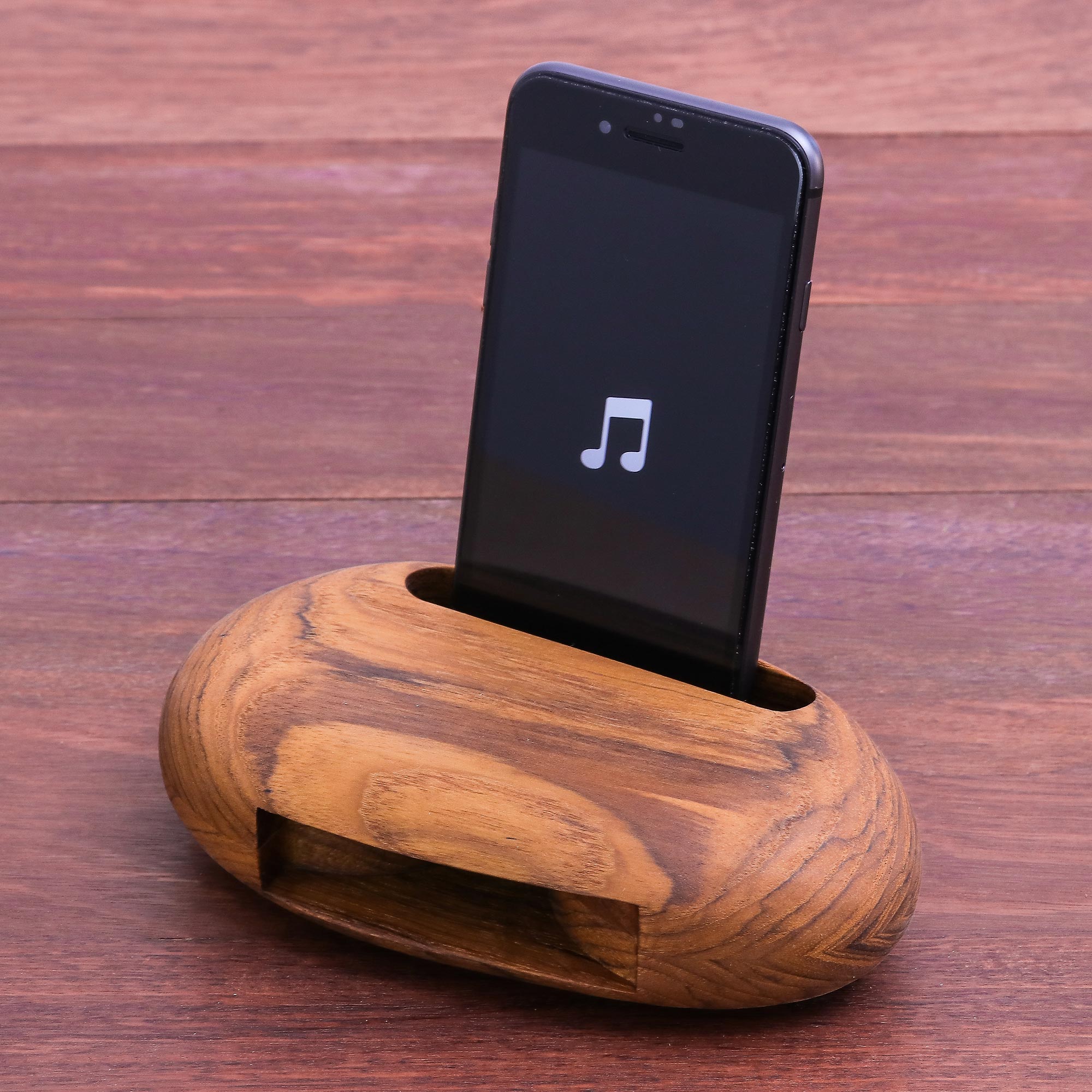 Premium Teak Wood Egg-Shaped Phone Speaker – Handcrafted in Thailand