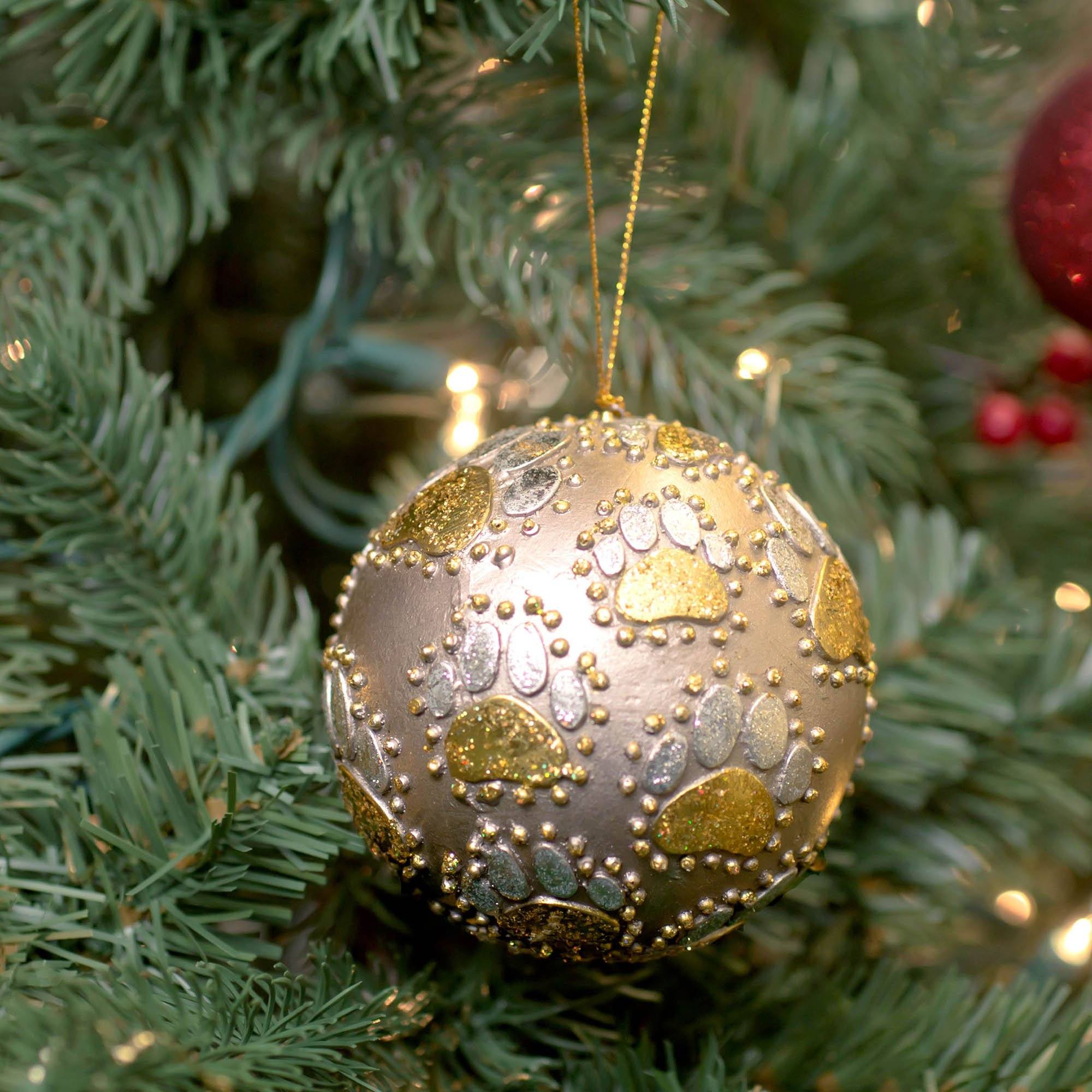 Premium Beaded Paw Print Ornament | Fair Trade Handcrafted