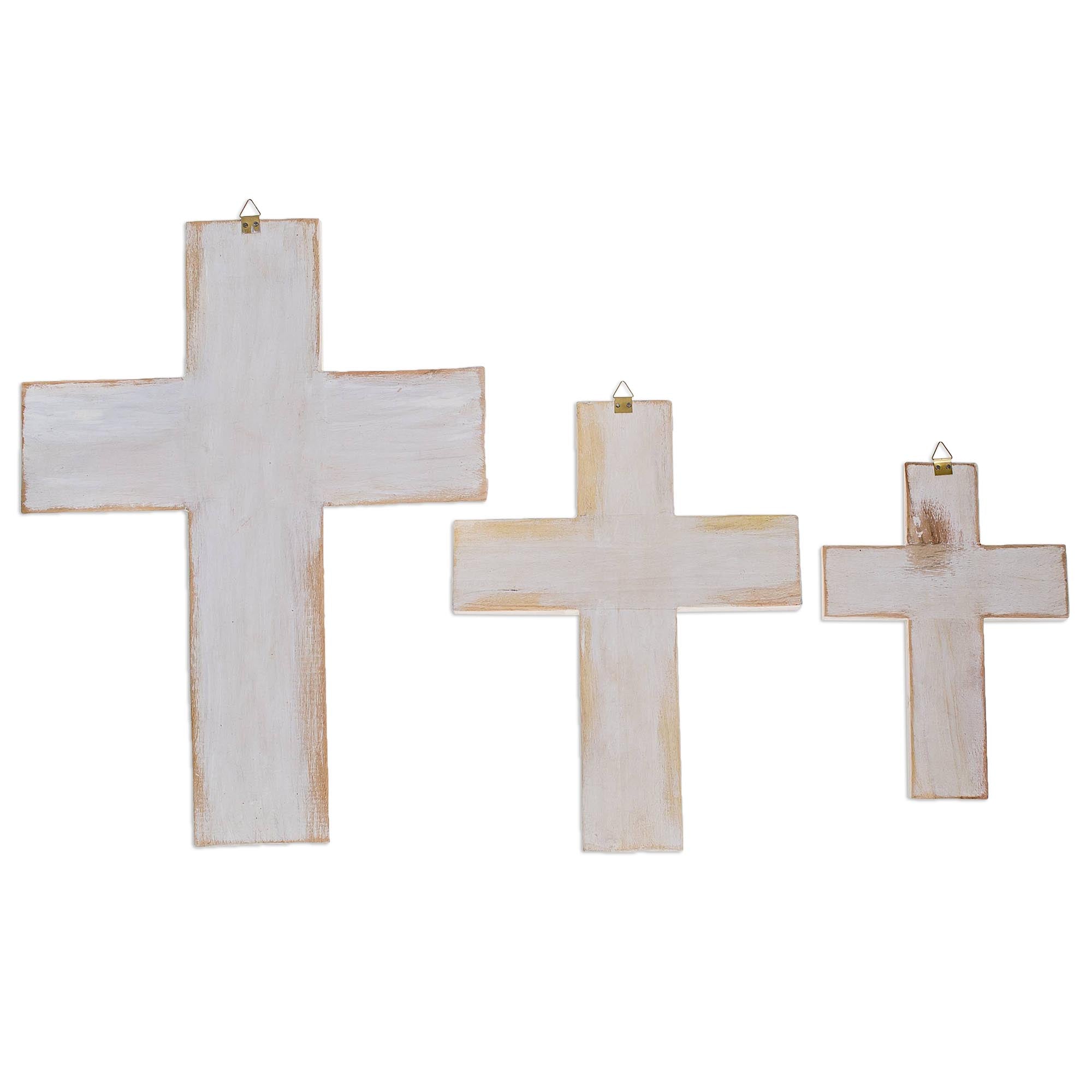 Premium White Wood Wall Crosses - Handcrafted Set of 3 from Guatemala