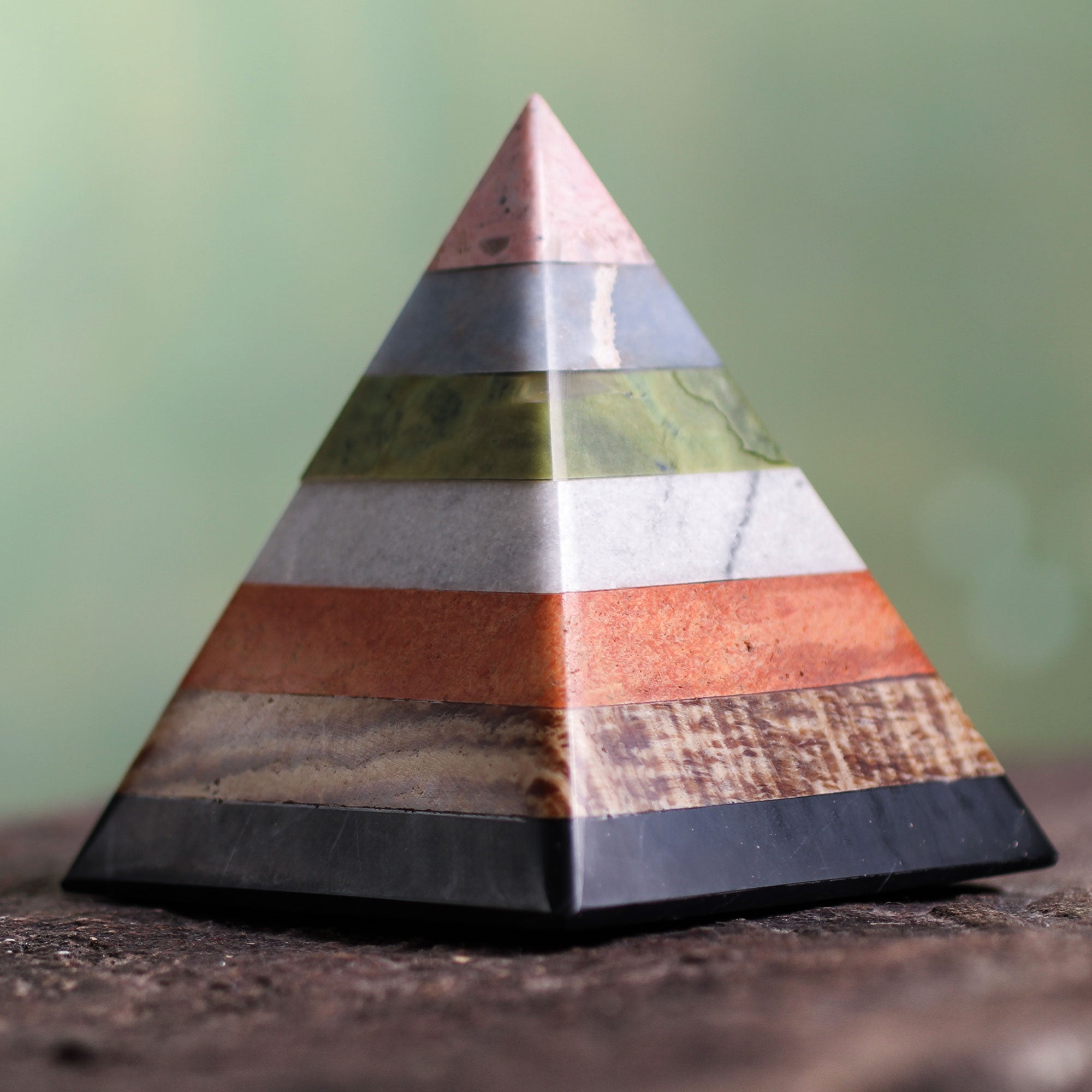 Premium Andean Gemstone Pyramid Sculpture - Handcrafted Energy Enhancer