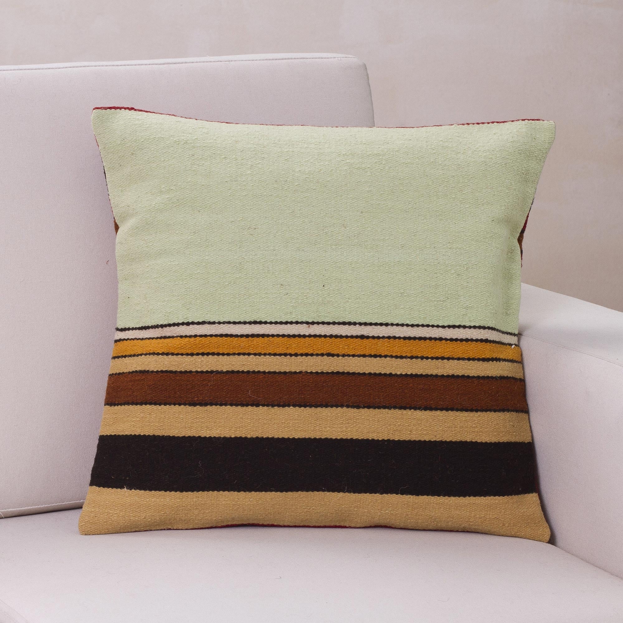 Premium Geometric Wool Striped Cushion Cover - Handwoven in Peru