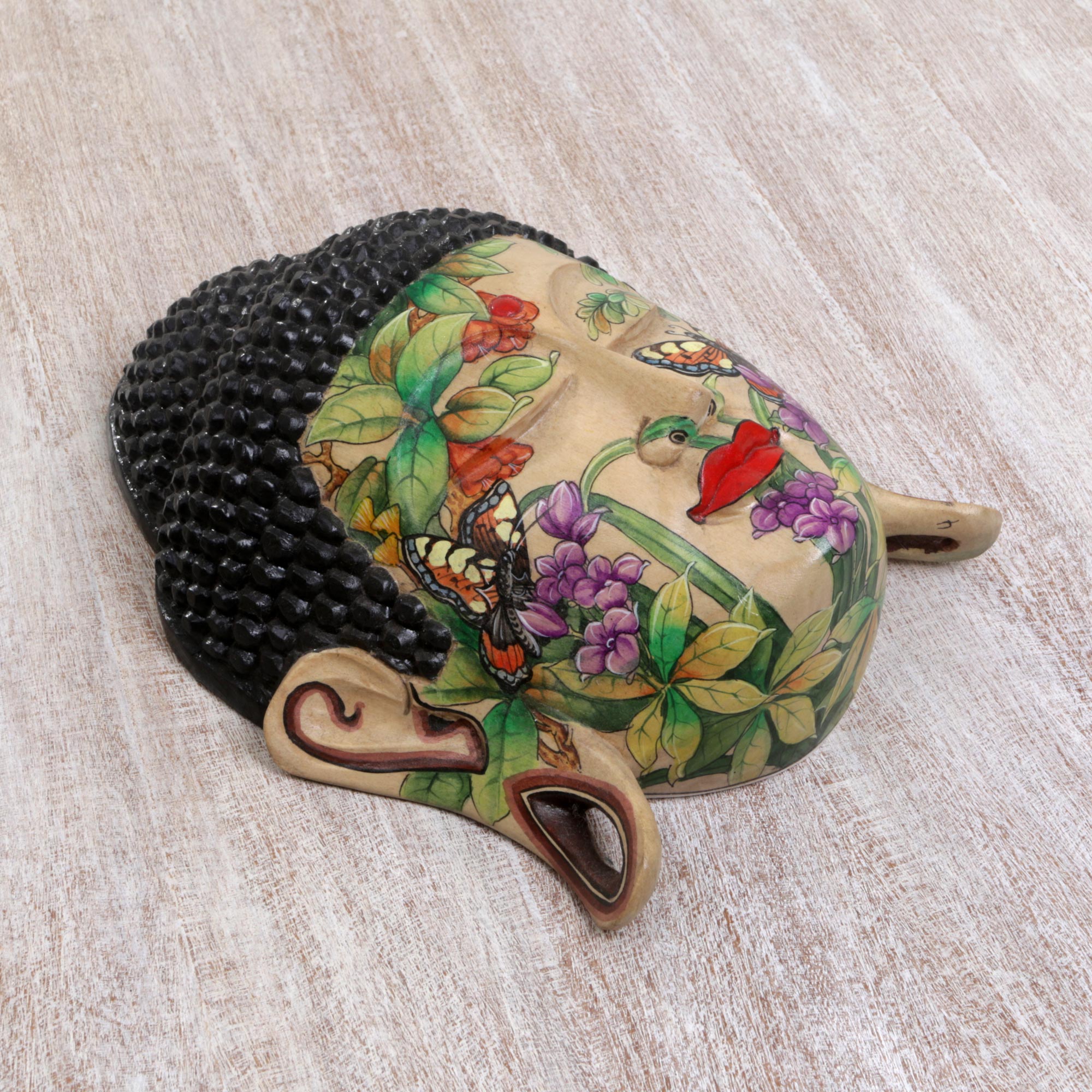 Premium Morning Glory Wooden Buddha Mask