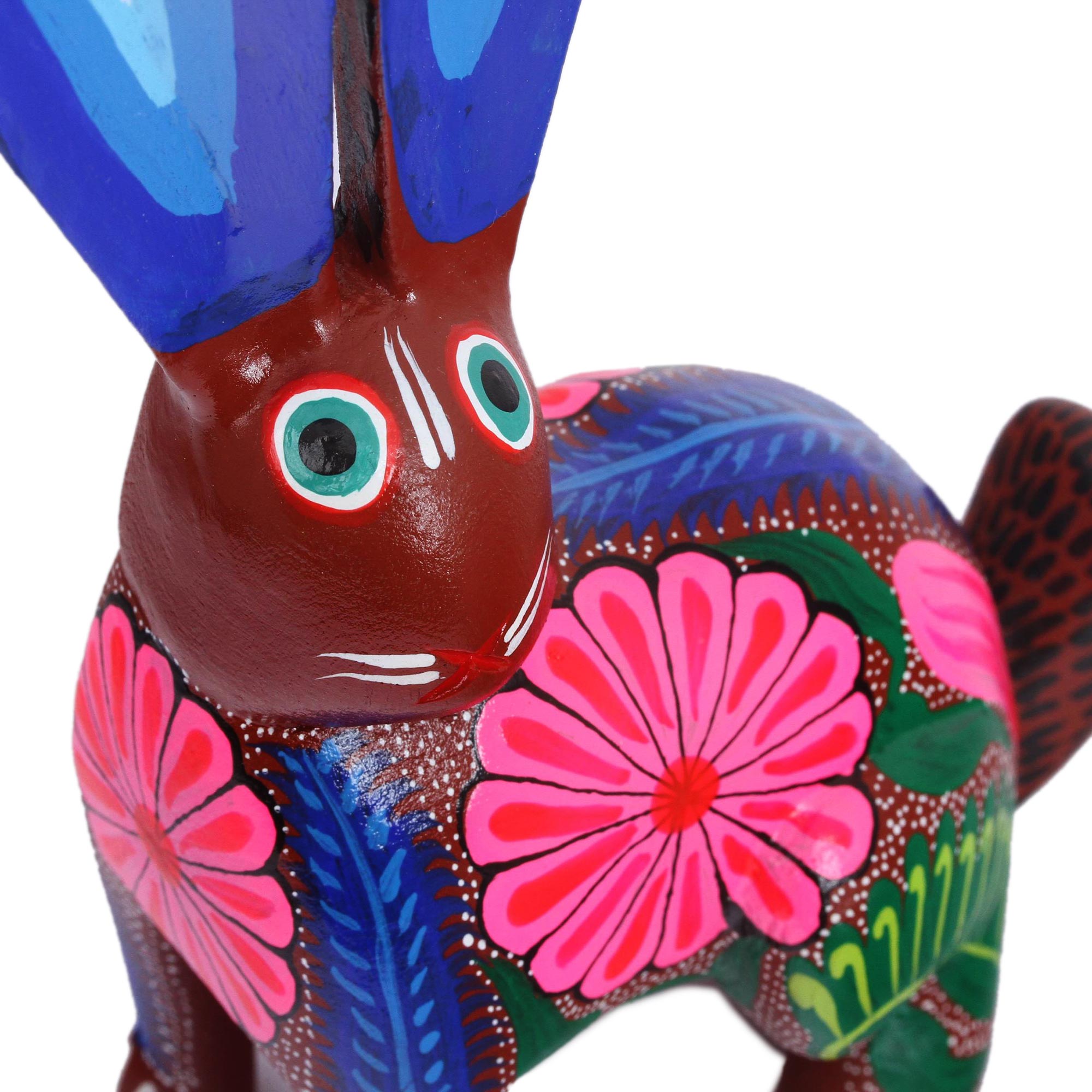 Premium Hand-Painted Long-Eared Rabbit Alebrije Sculpture – Authentic Mexican Folk Art