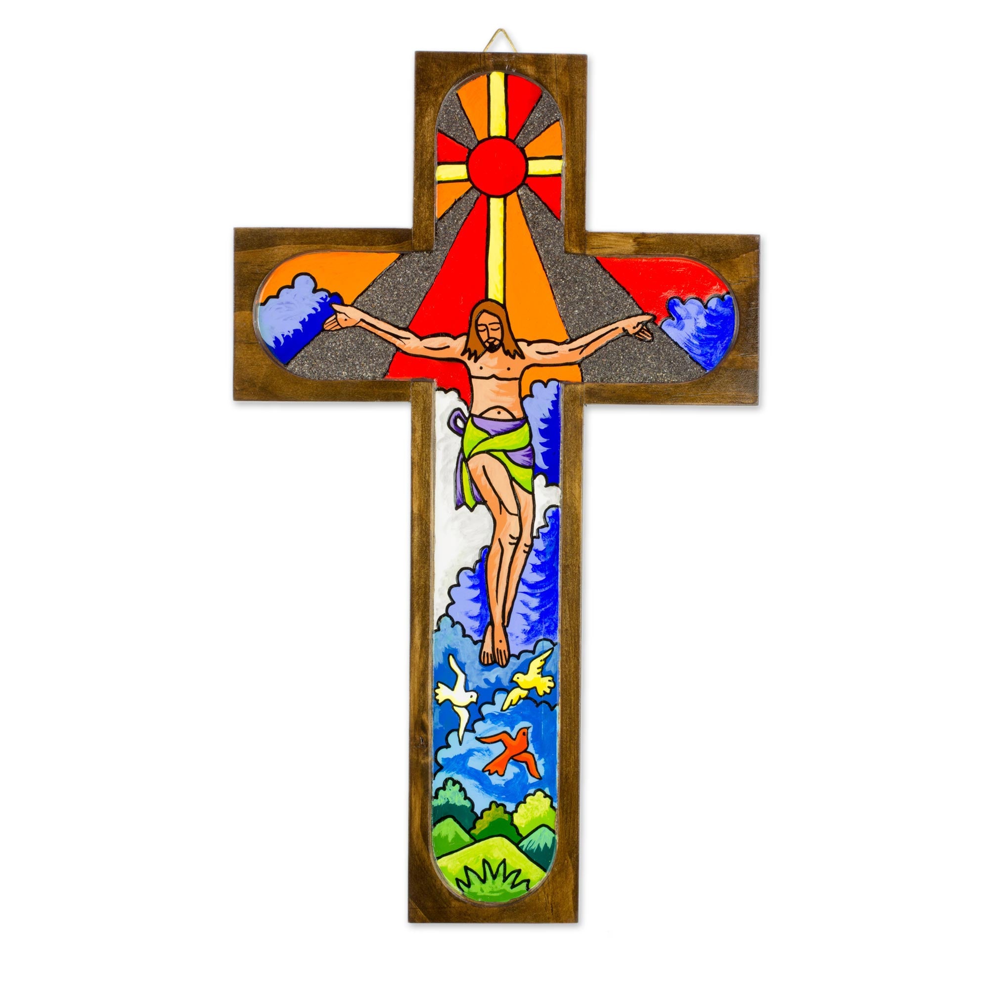 Premium Hand-Painted Wooden Crucifix: The Splendor of Jesus