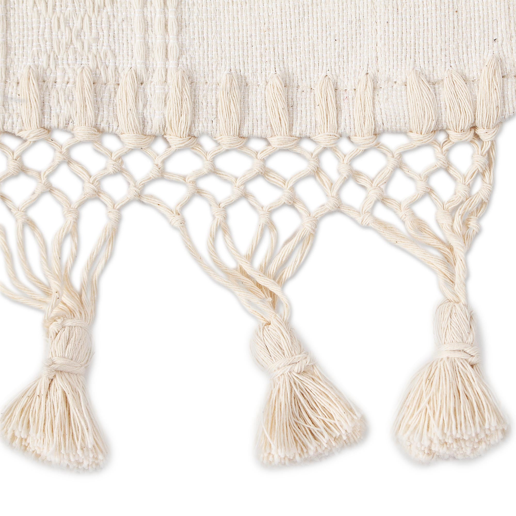 Premium Handwoven Zapotec Cotton Table Runner with Macramé Fringe