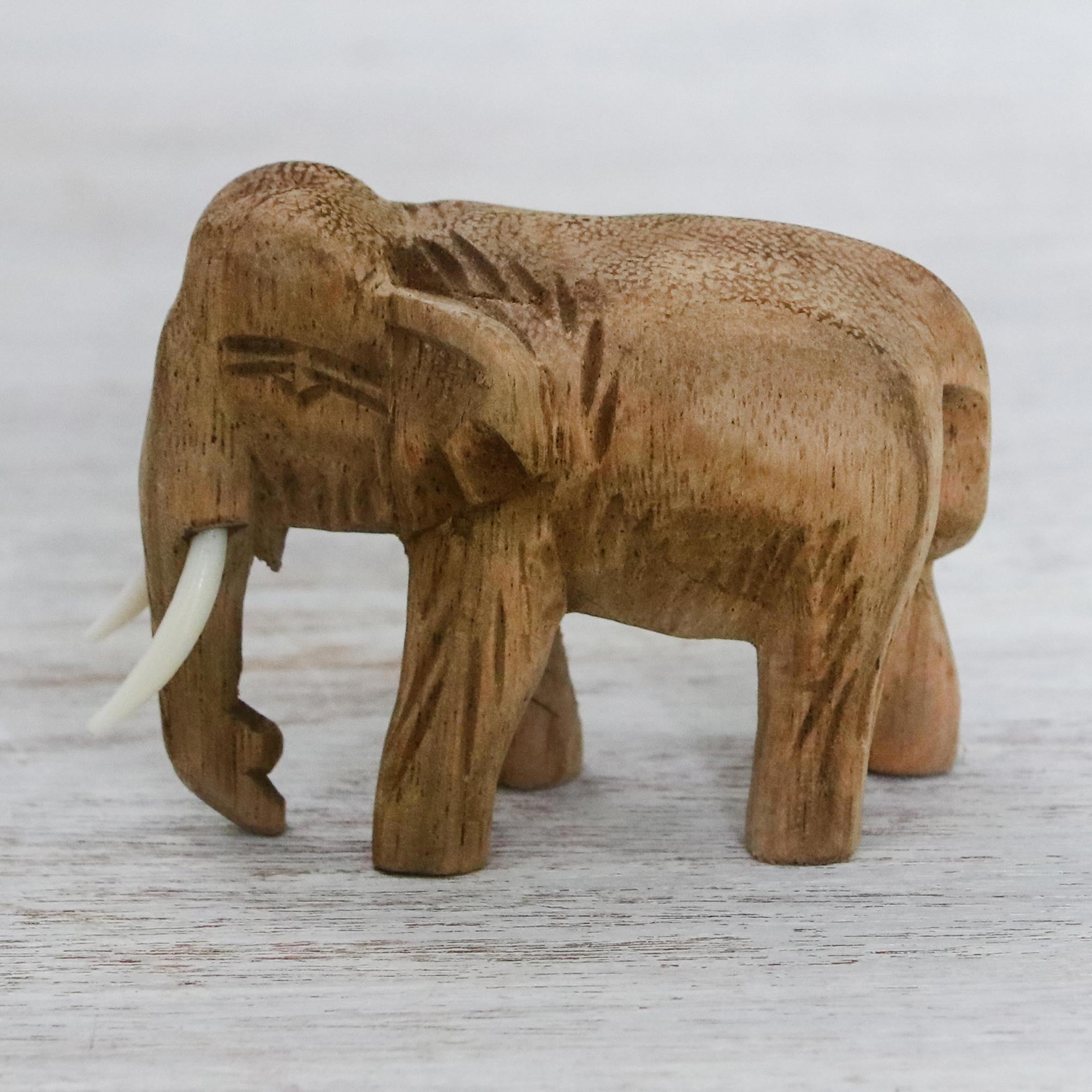 Premium Handcrafted Elephant Sculpture - Brown Wood Art