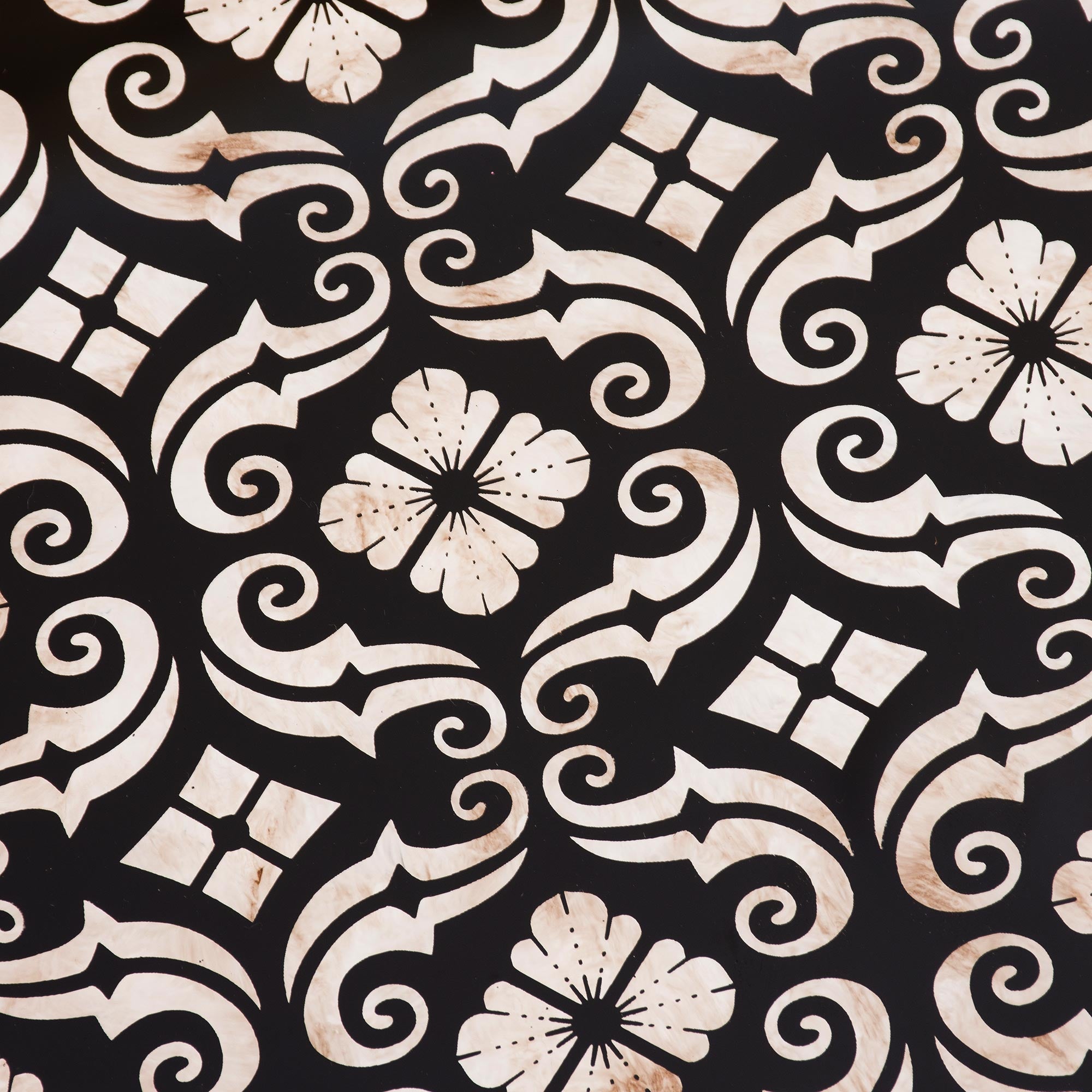 Premium Floral Muse Handmade Reverse Painted Glass Serving Tray - Black
