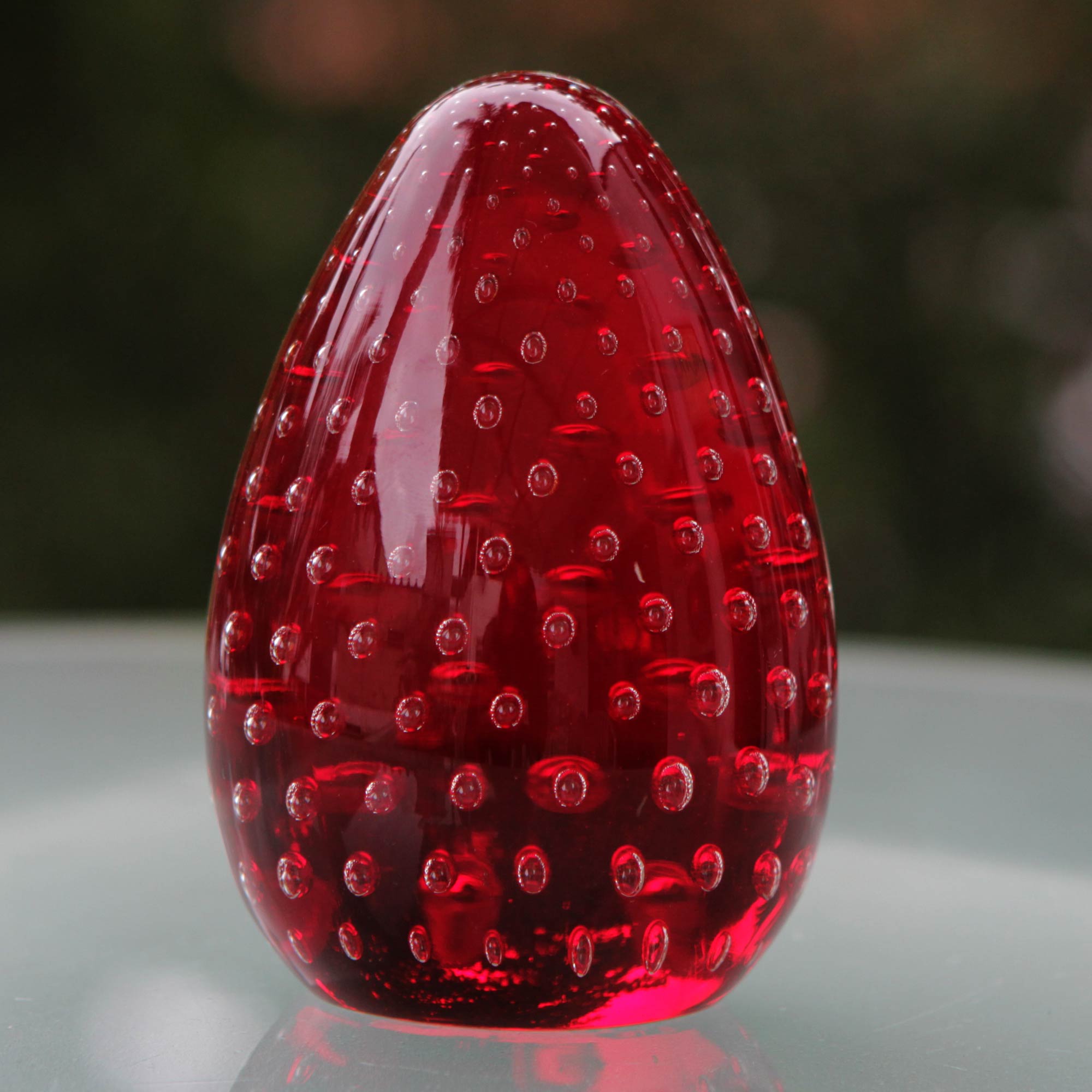 Premium Vermilion Egg Handblown Murano Glass Sculpture – Unique Artisan Decor