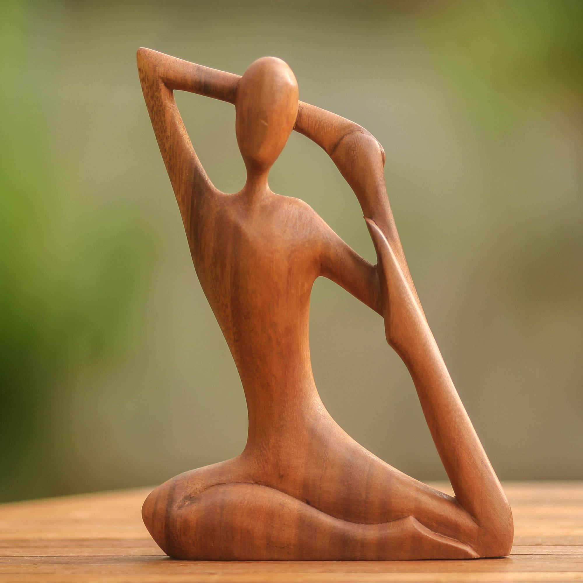 Premium Suar Wood Handcrafted Yoga Sculpture – Upgrade Your Space