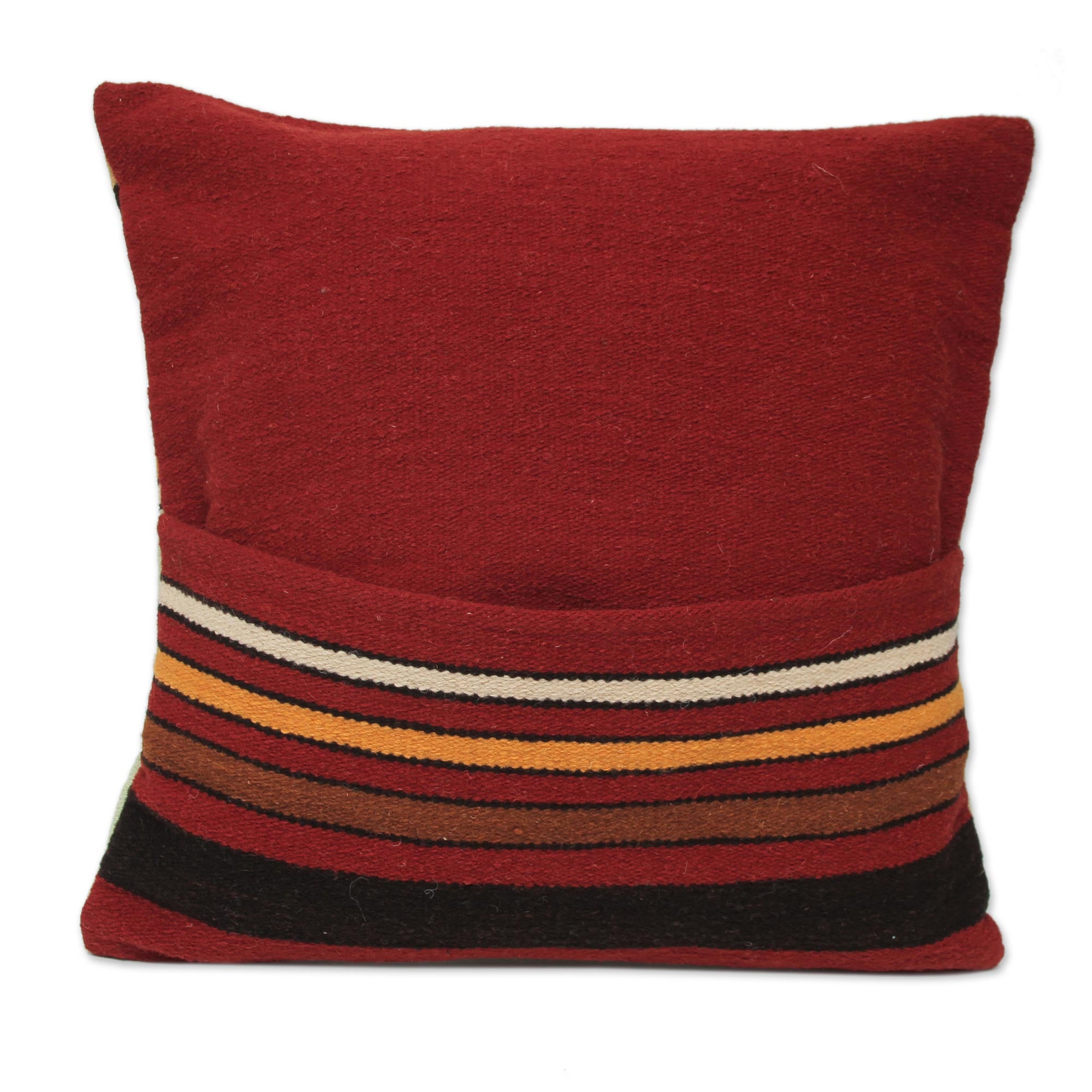 Premium Geometric Wool Striped Cushion Cover - Handwoven in Peru