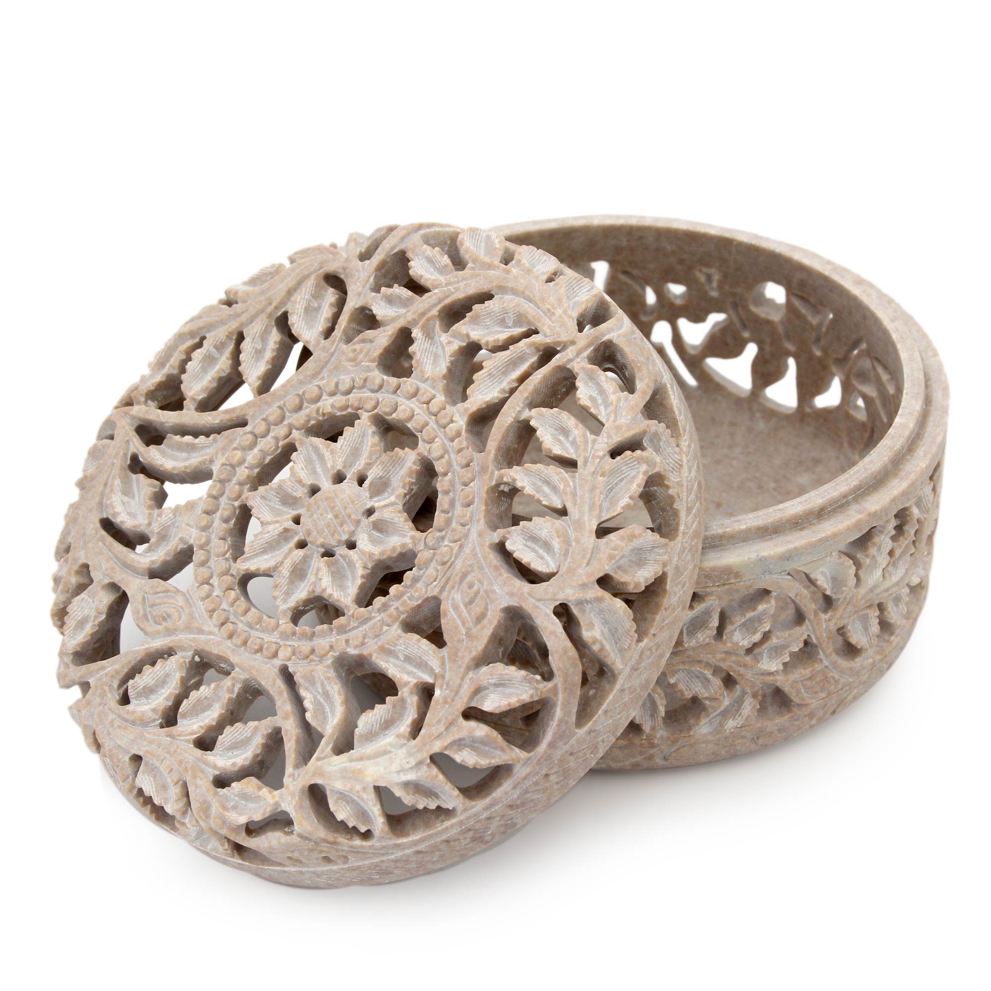 Premium Floral Arabesque Handcrafted Soapstone Jewelry Box