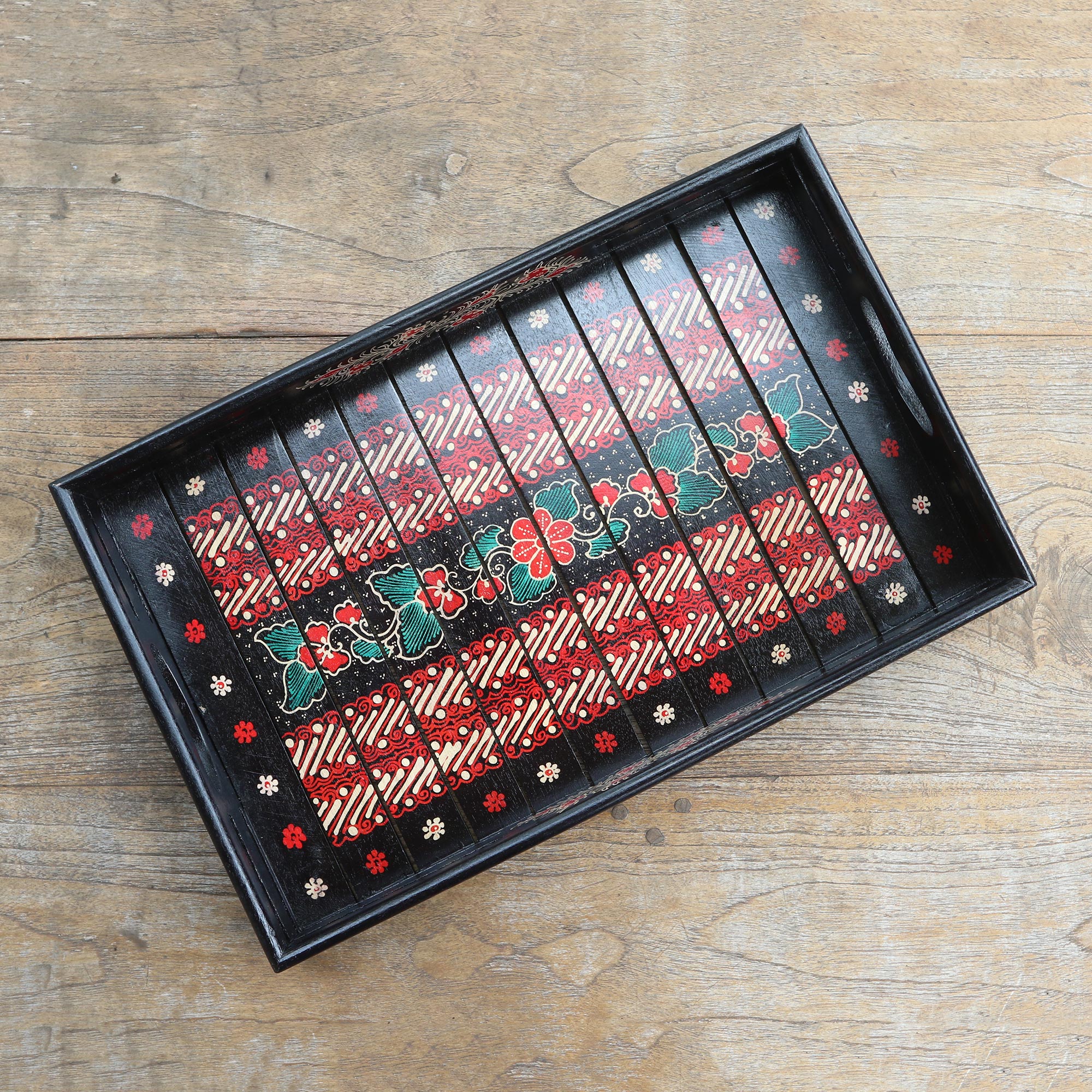 Premium Handmade Kawung Batik Decorative Tray by Balinese Artisan