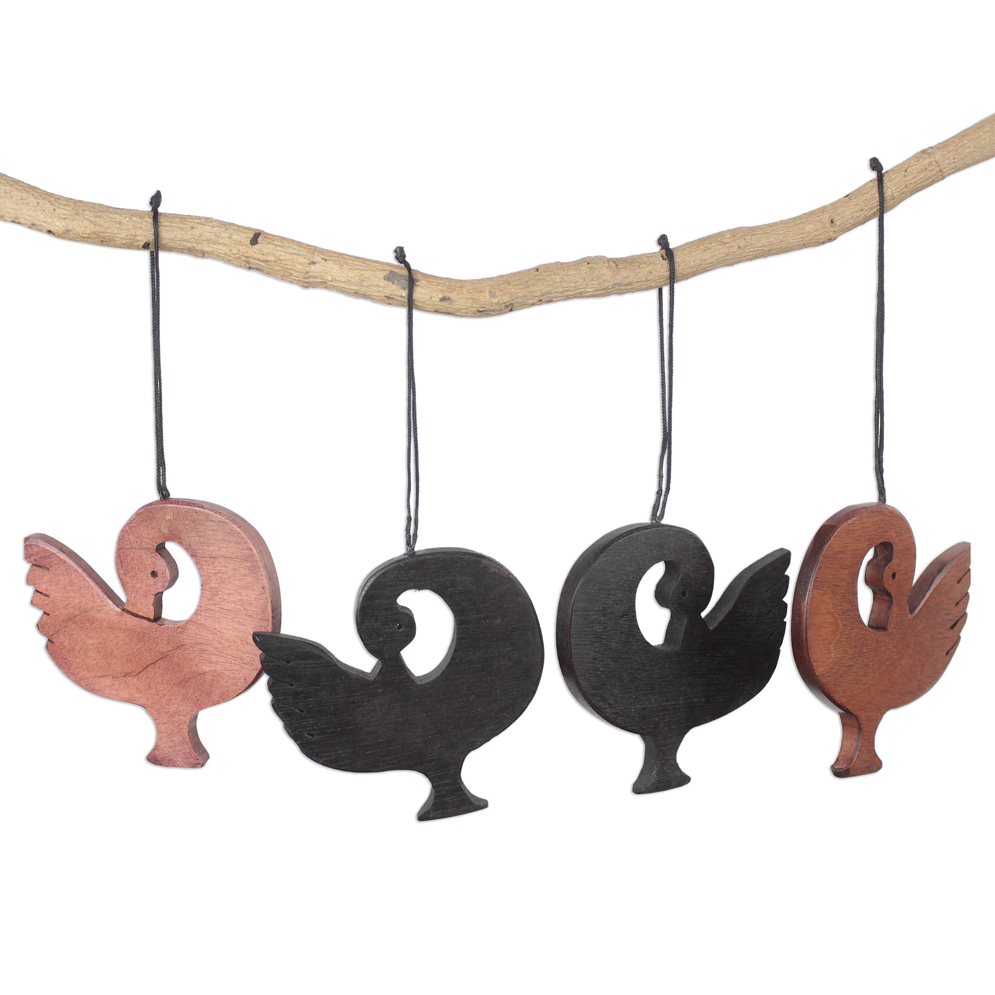 Premium Handcrafted Ebony Wood Sankofa Ornaments Set - Learn from History (Set of 4)