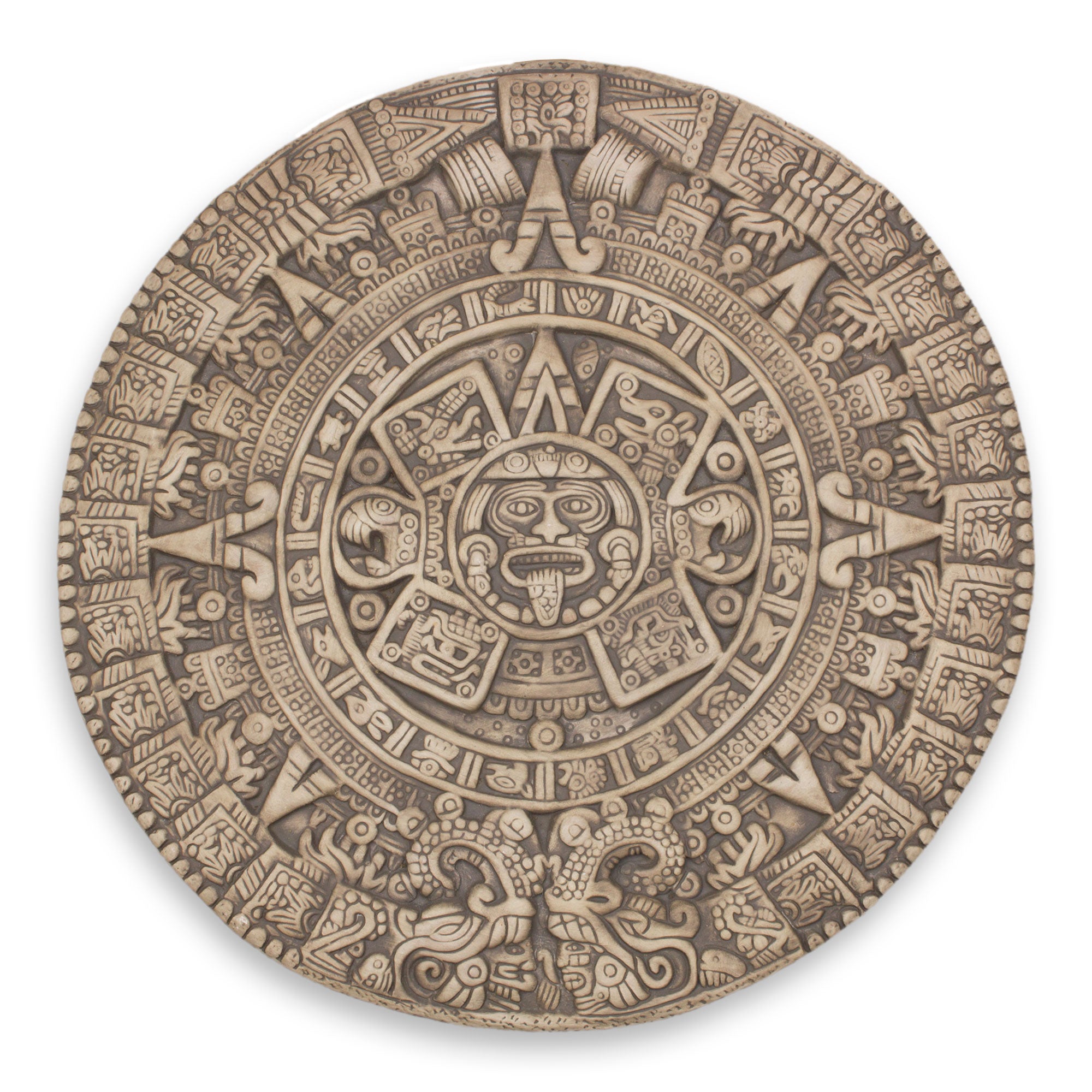 Premium Aztec Sunstone Ceramic Wall Art - Authentic Mexico Archaeological Replica