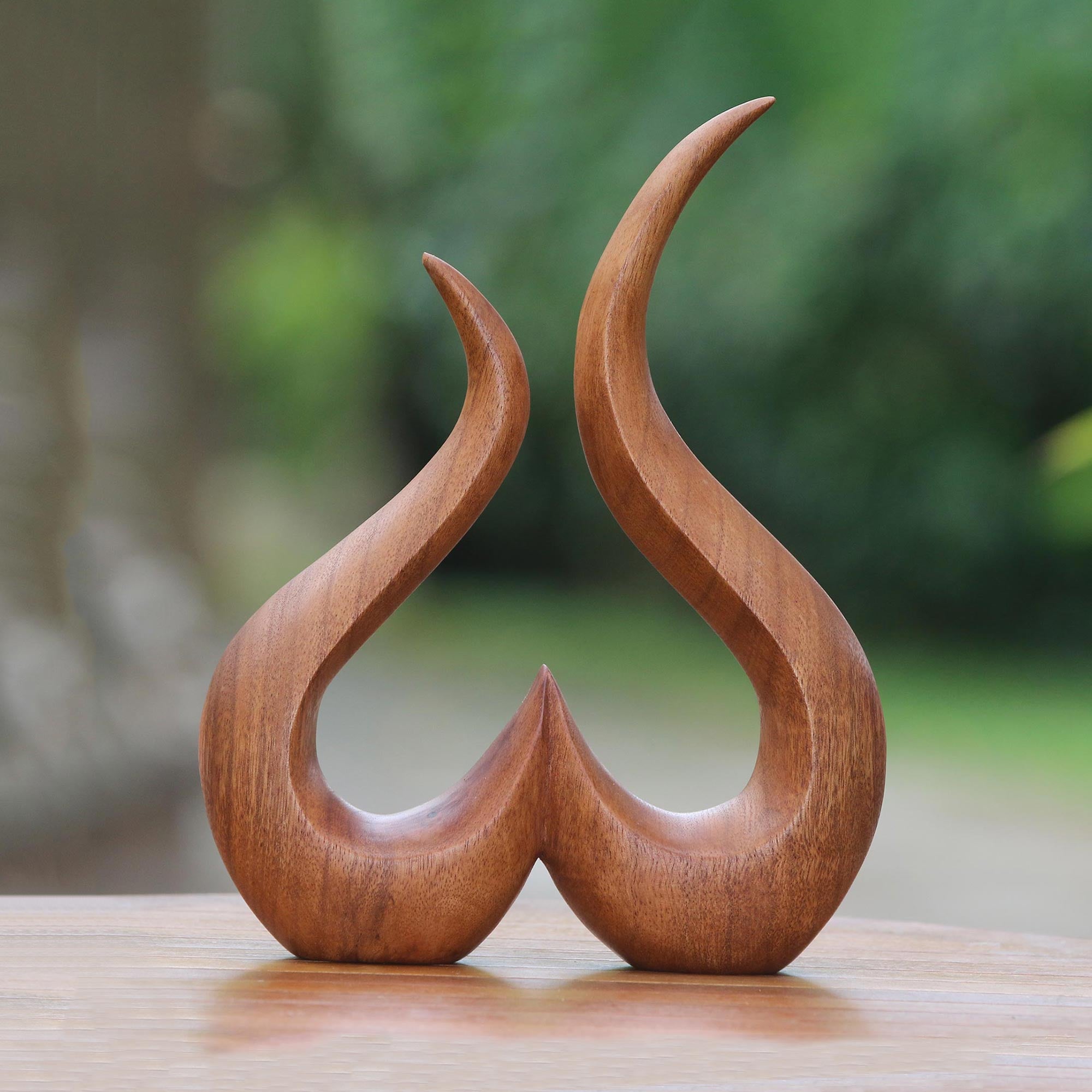 Premium Hand-Carved Suar Wood Abstract Heart Sculpture – Growing Love Art Piece