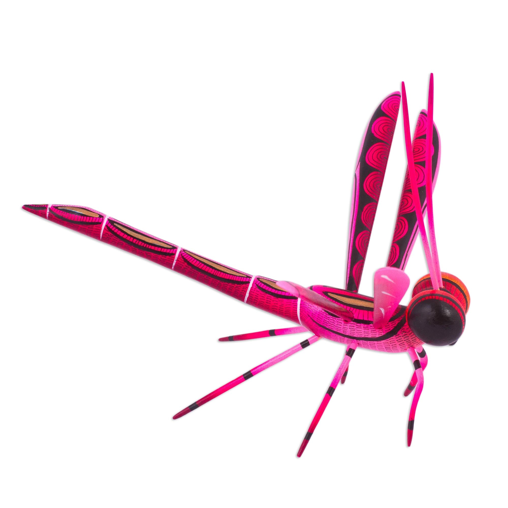 Premium Handcrafted Pink Copal Wood Dragonfly Sculpture – Sweet Freedom in Pink