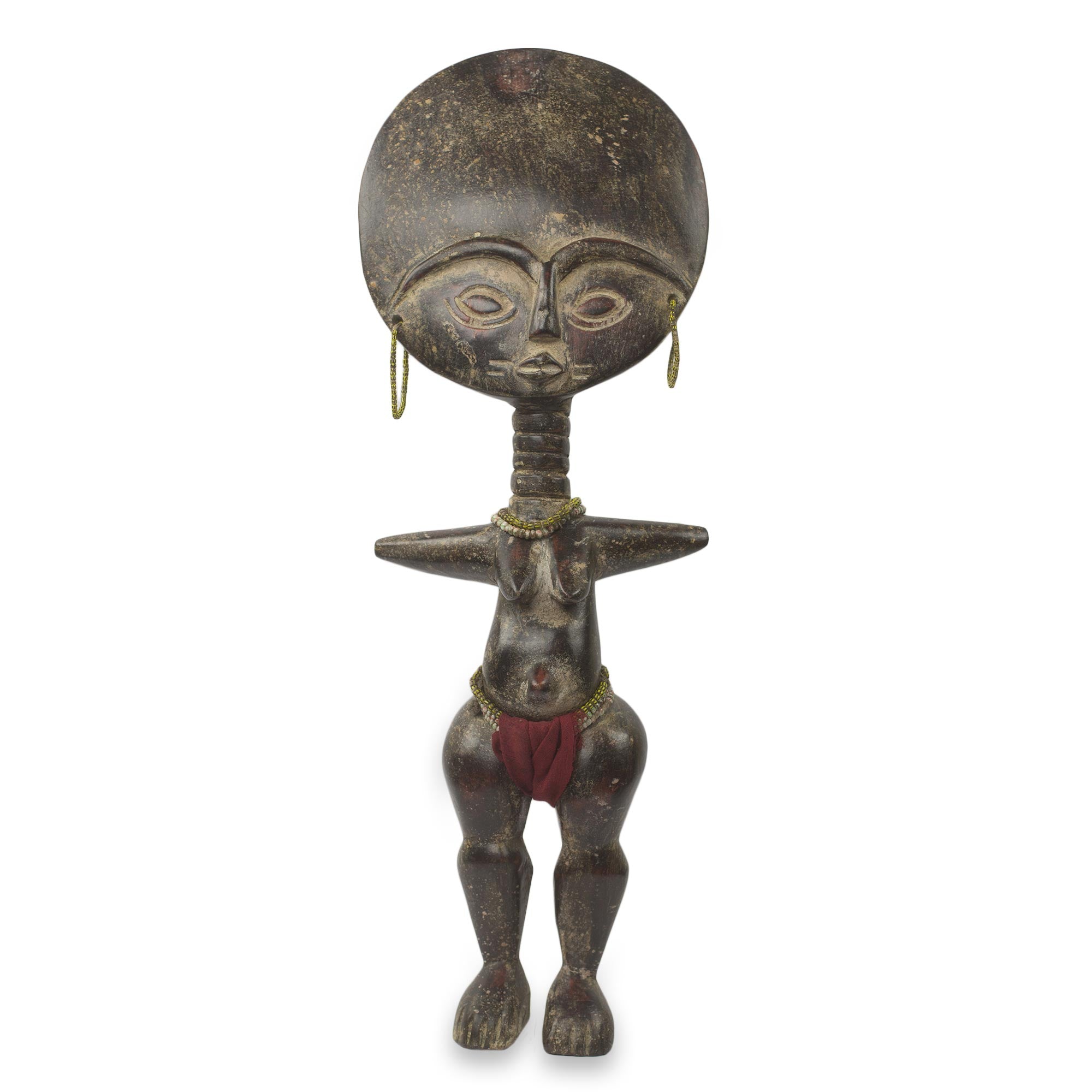 Premium Fante Fertility Doll III | Handcrafted African Wood Figurine | Fair Trade Artisan Craft