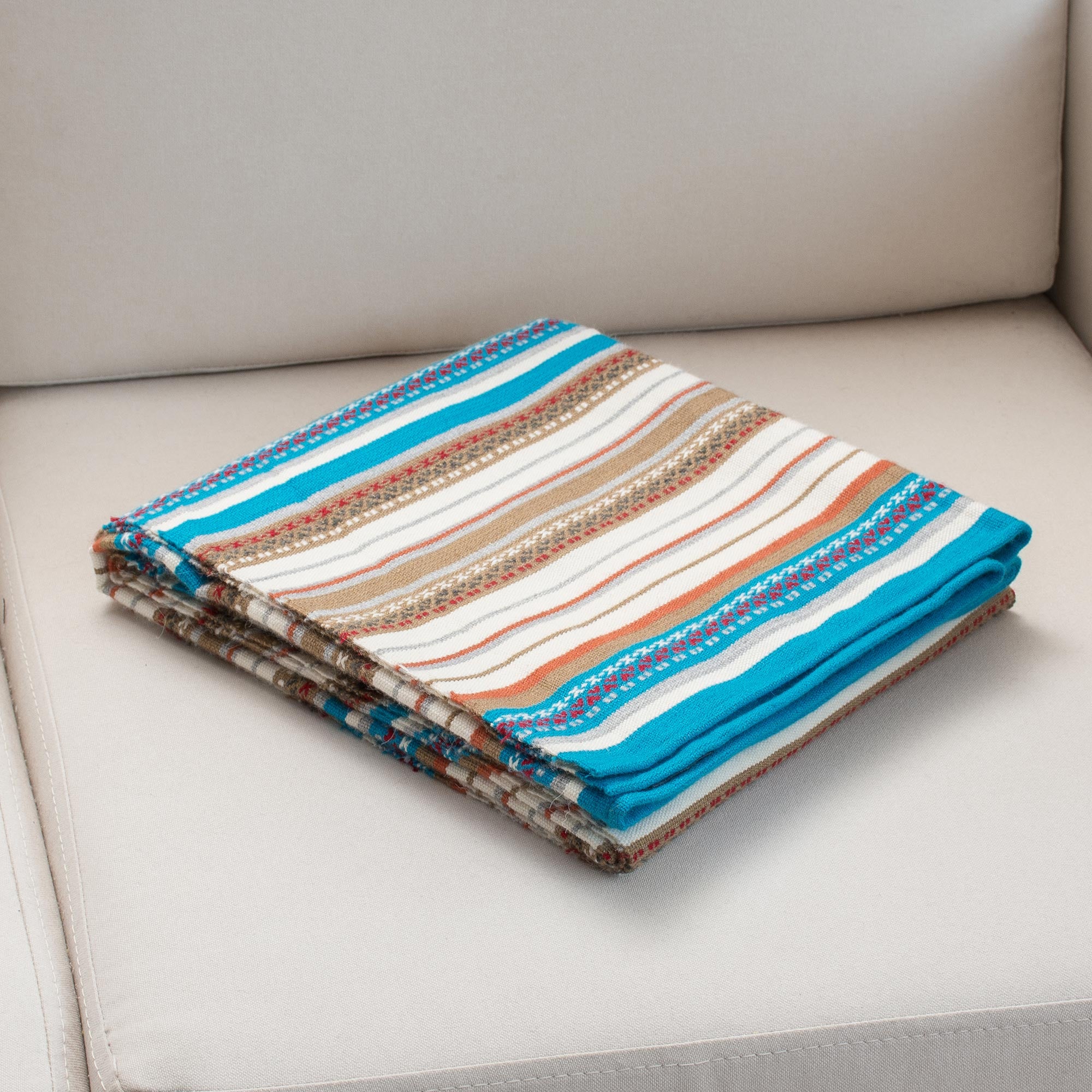 Premium Morning Stripes Handwoven Alpaca Blend Throw - Artisan Crafted in Peru