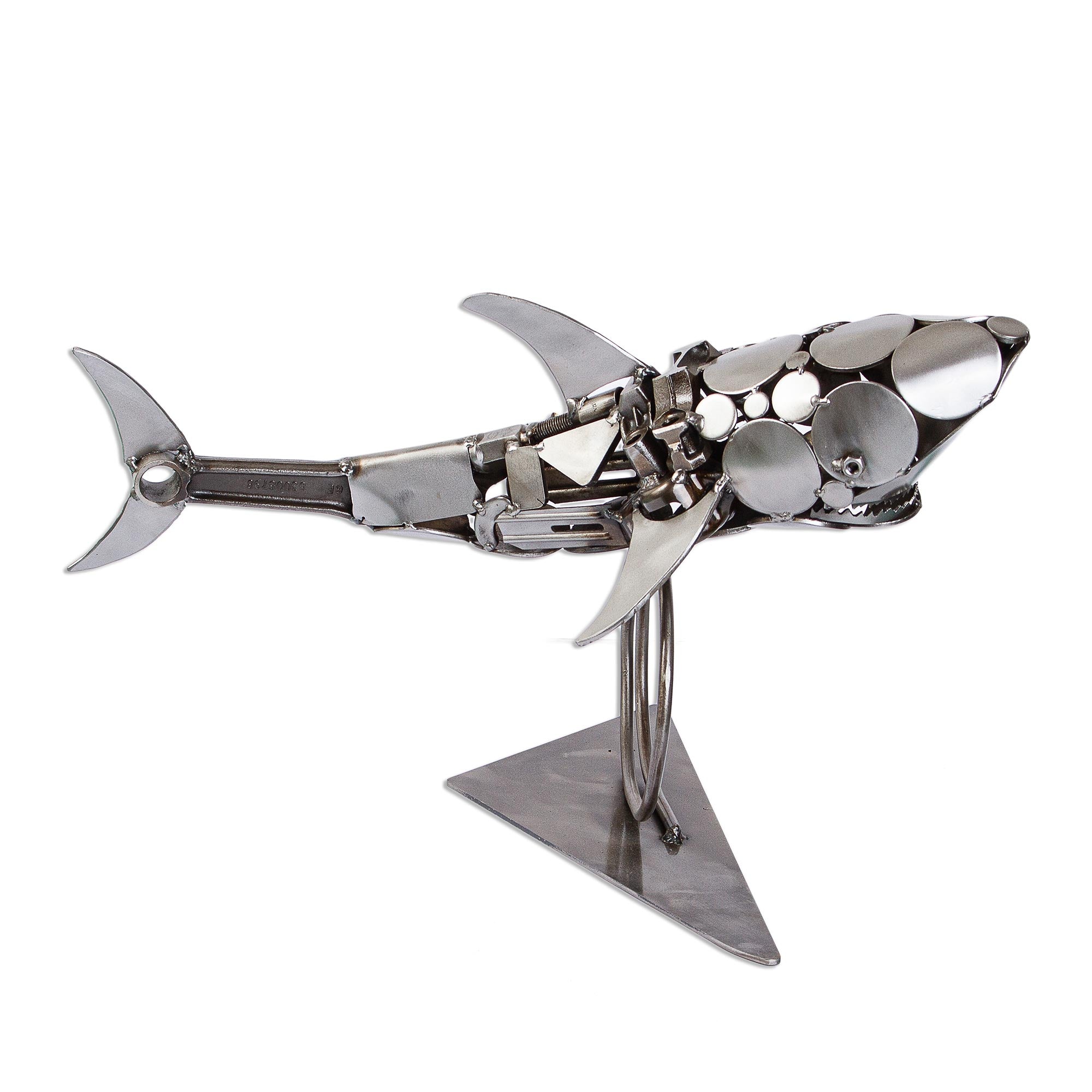 Premium Rustic Shark Sculpture - Recycled Auto Parts Art