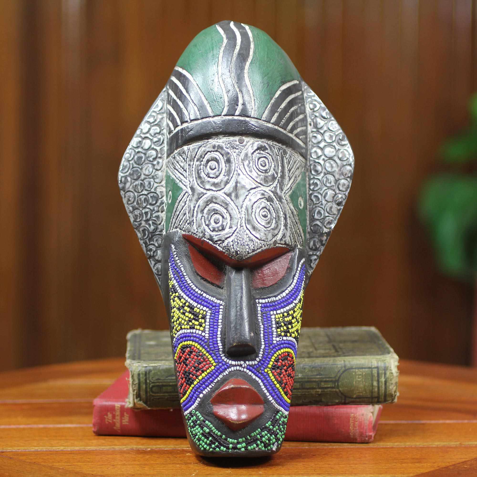 Premium Landa Tribal Chief African Beaded Wood Mask - Ultimate Wall Decor