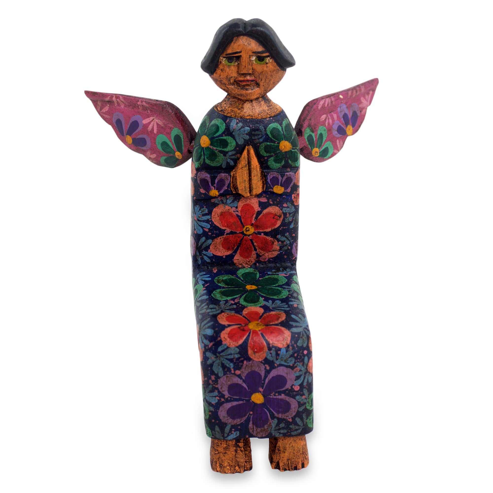 Premium Hand-Carved Angel of Purity II Pinewood Statue – Rustic Shelf Decor