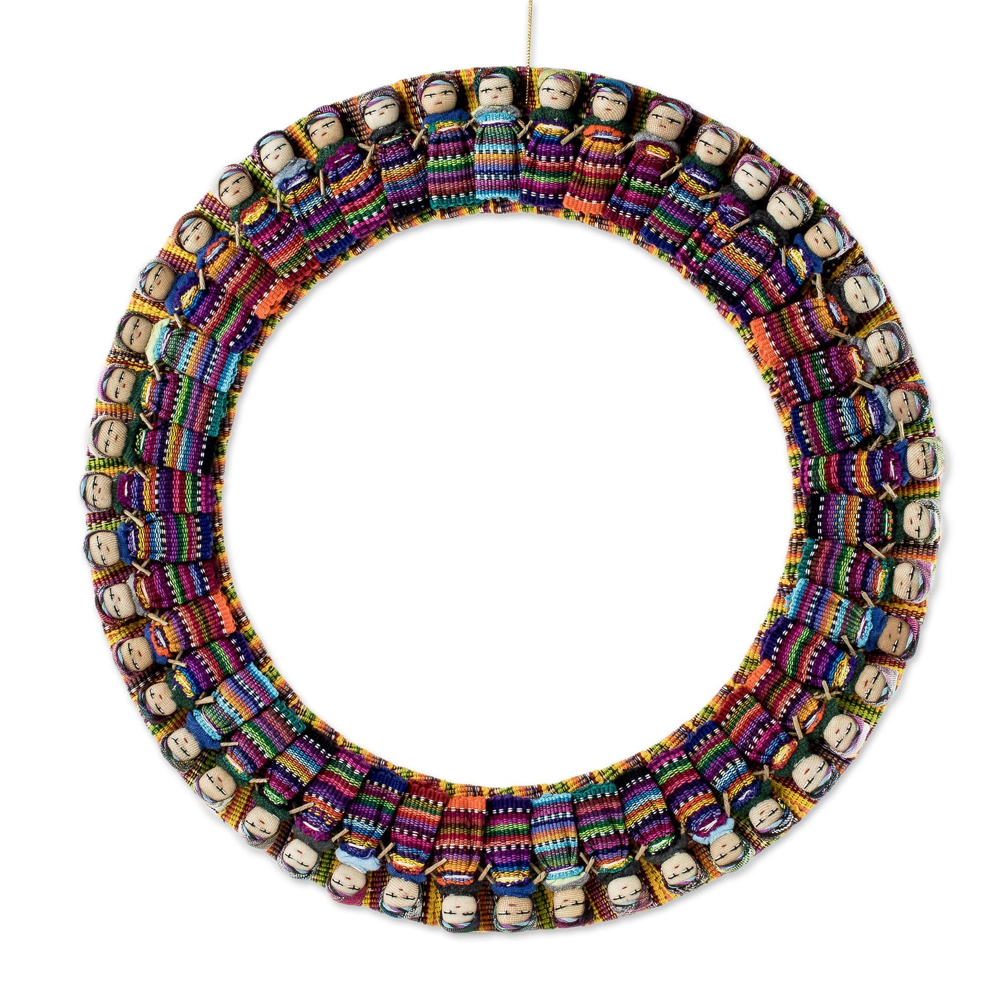 Premium Handcrafted Worry Doll Wreath - Colorful Heritage Design