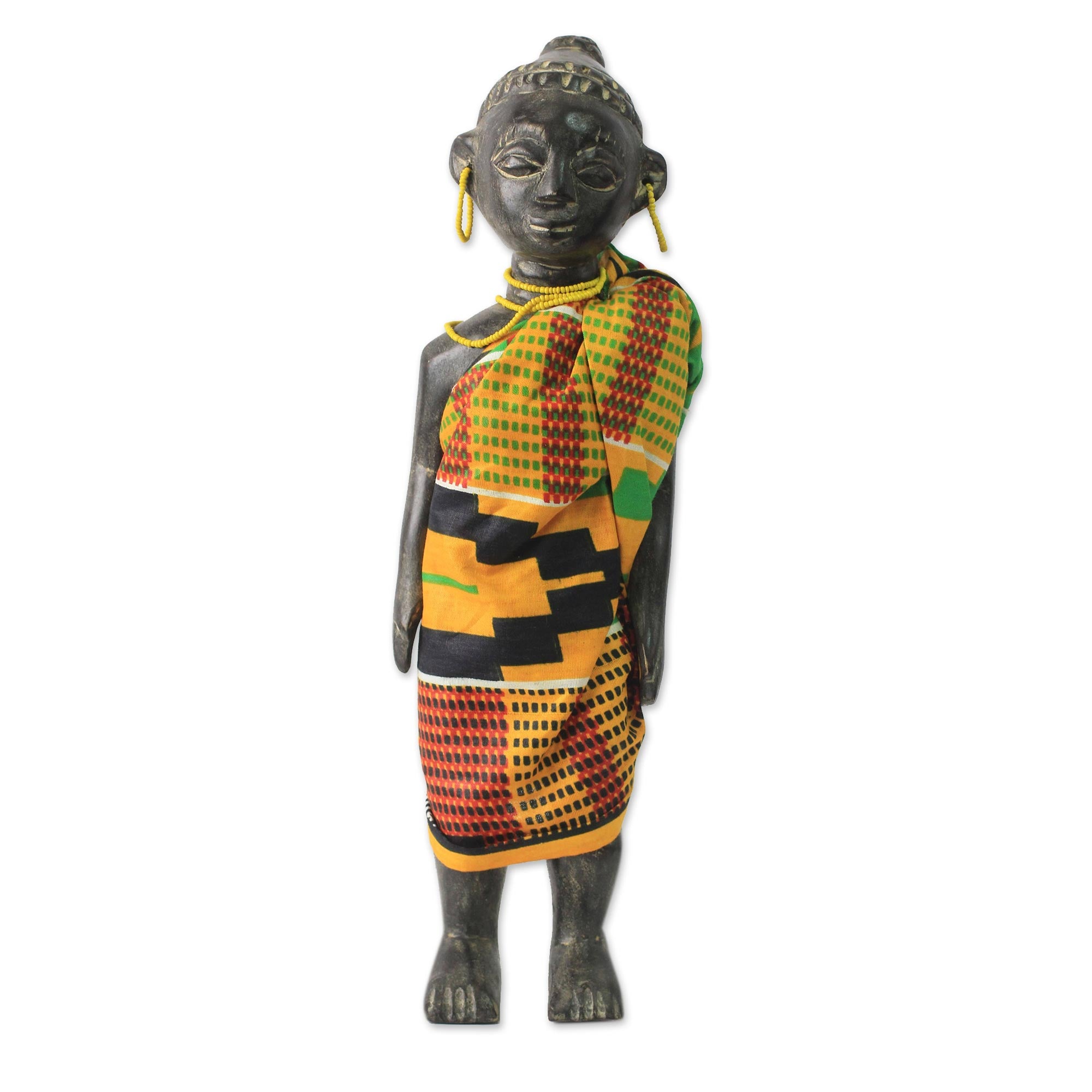 Premium Ghana Queen Mother Wood Sculpture - Handcrafted Artistry