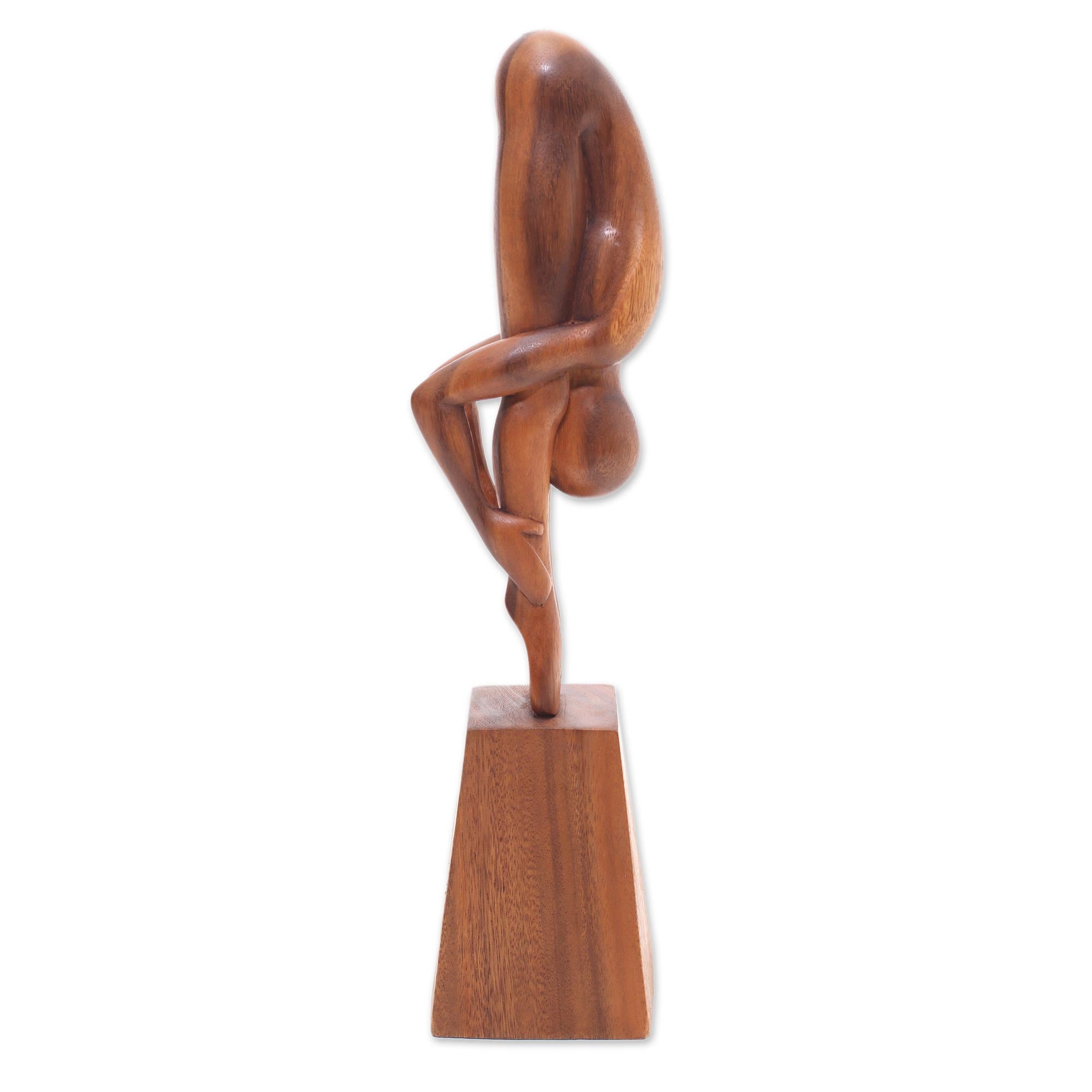 Premium Hand-Carved Suar Wood Yoga Sculpture – Ultimate Bali Art Piece
