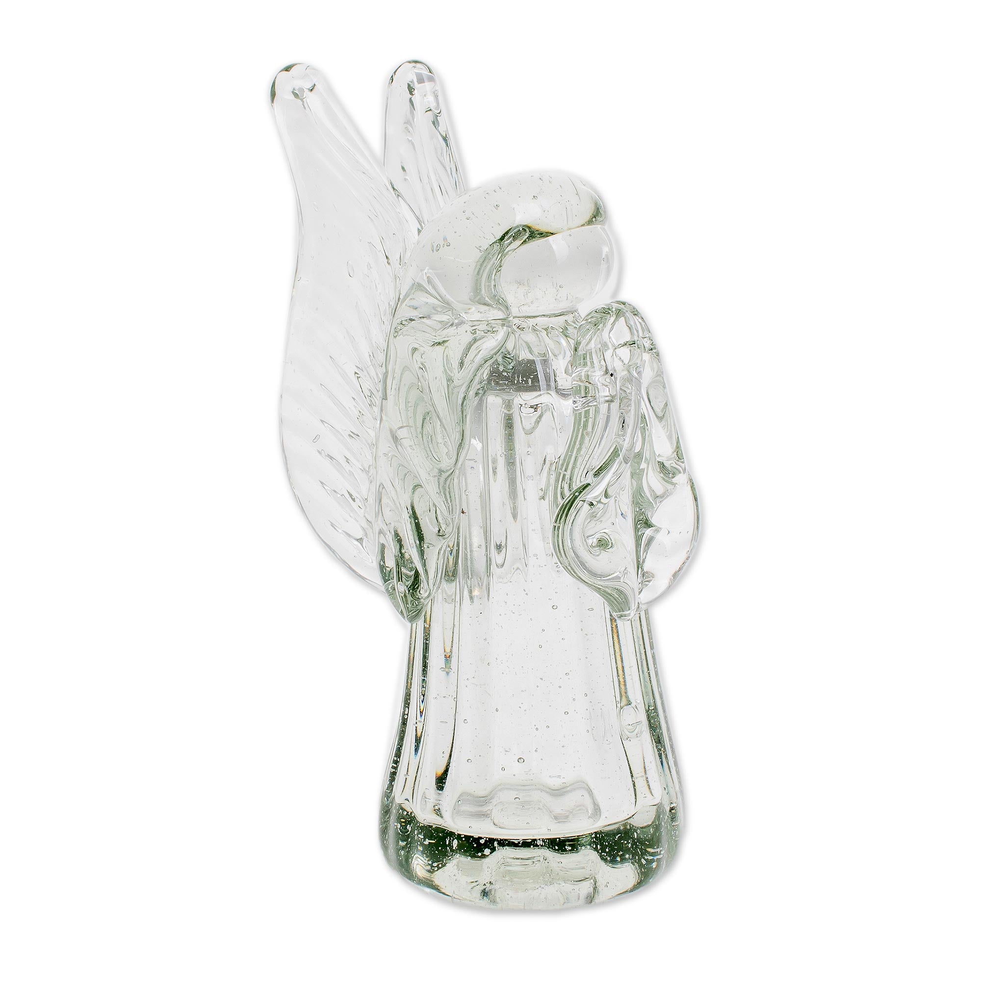Premium Handblown Recycled Glass Angel Figurine - Eco-Friendly Home Decor