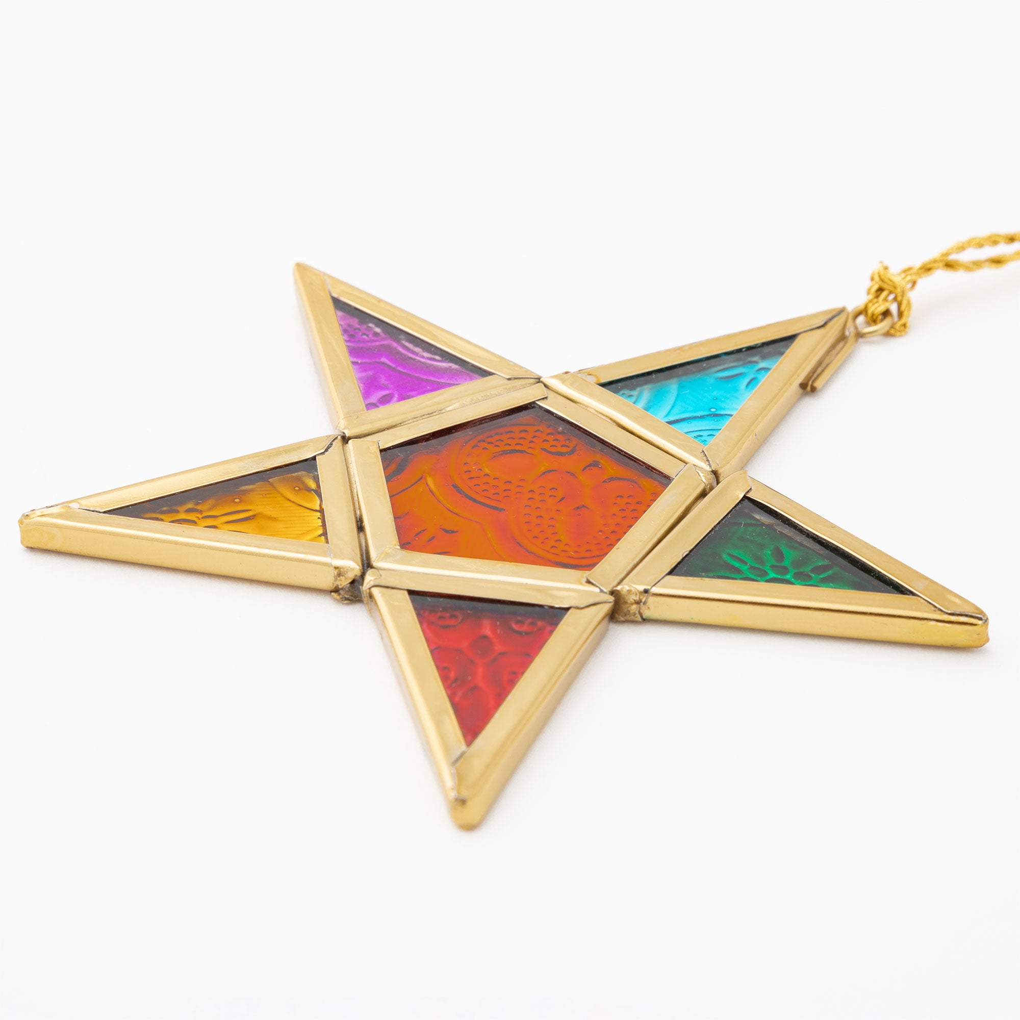 Premium Moravian Rainbow Star Ornament - Handmade Stained Glass Decor