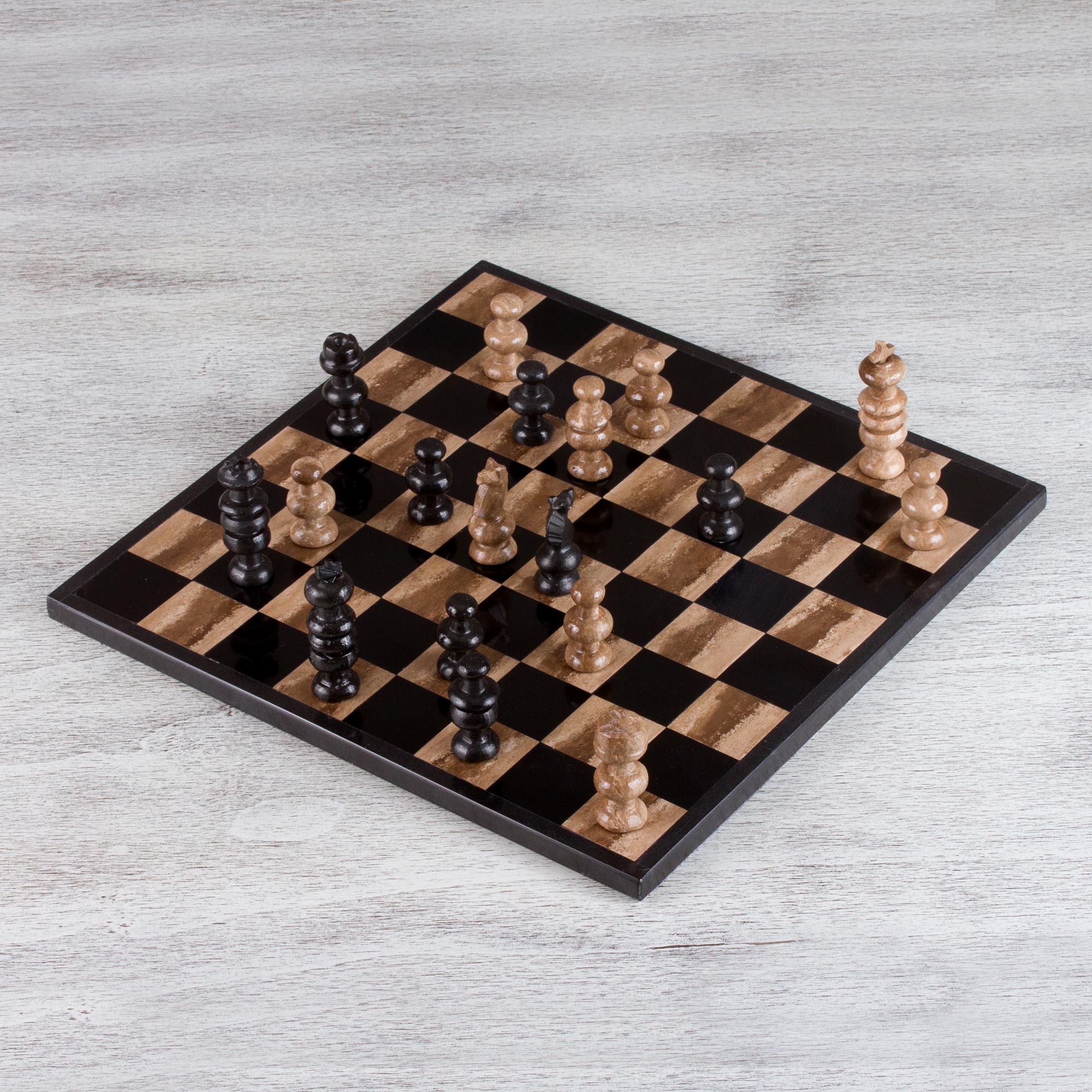 Premium Marble Chess Set - Handcrafted in Mexico | Beige & Black Luxury Design