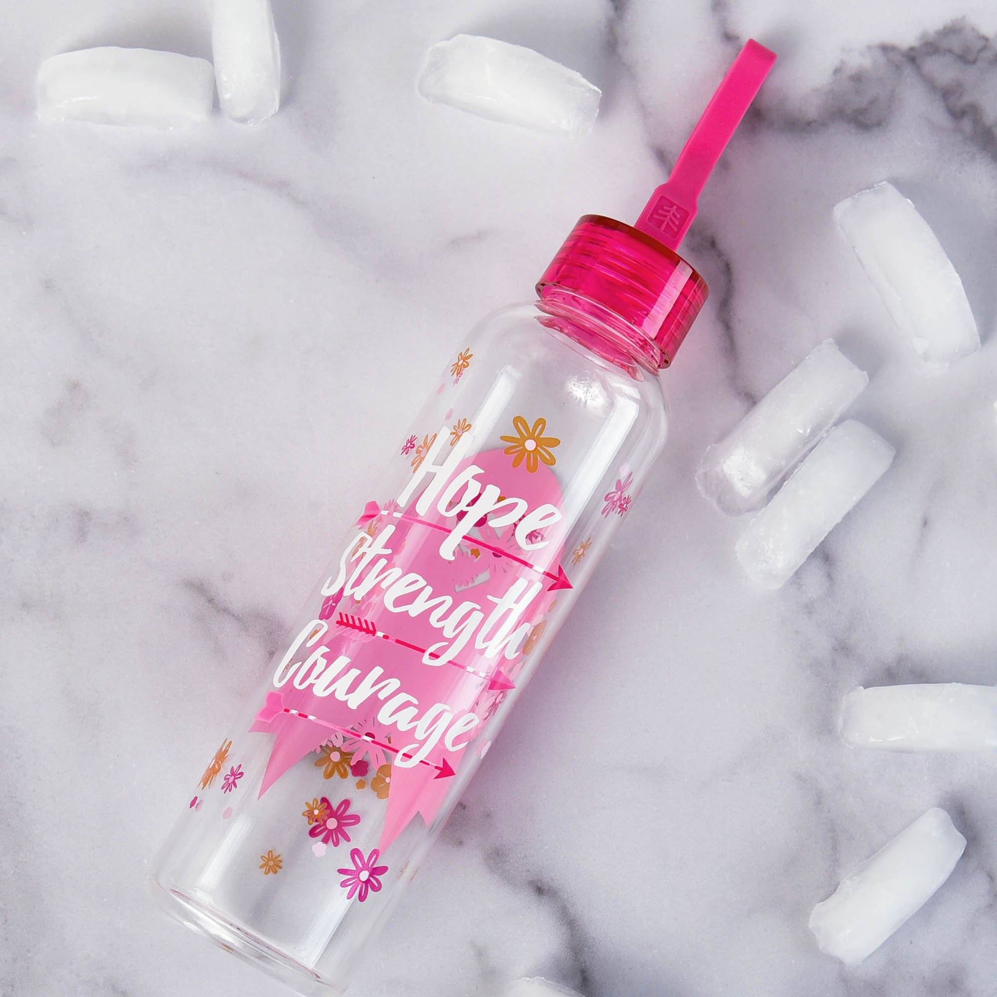 Premium Hope Strength Courage Glass Water Bottle - Eco-Friendly & Inspirational