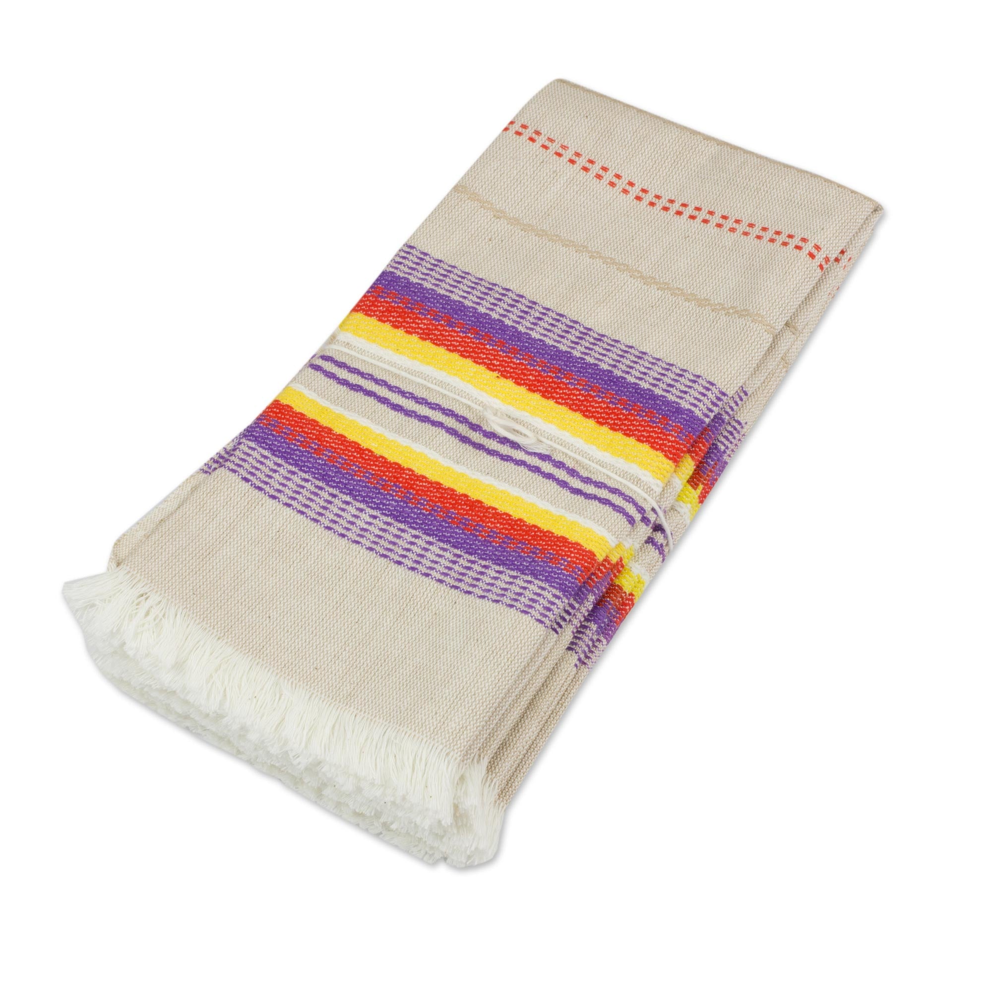 Premium Sunset Striped Cotton Napkins - Handwoven in Guatemala (Set of 6)