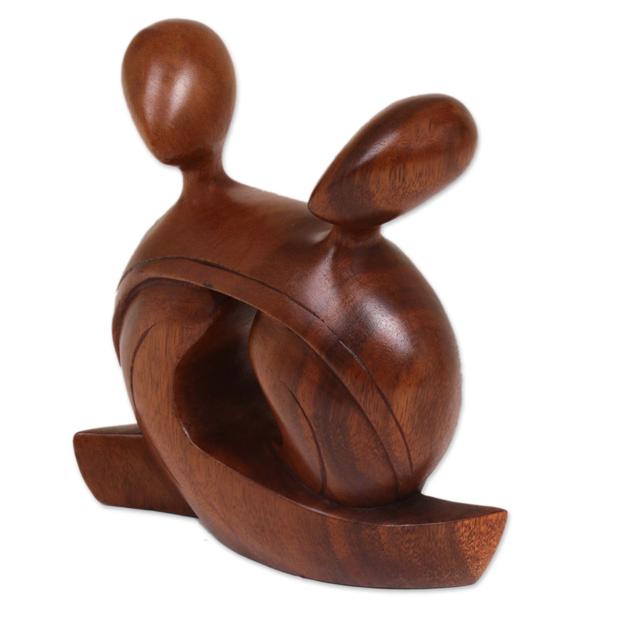 Premium Suar Wood Romantic Sculpture - 'Our Love Forever'
