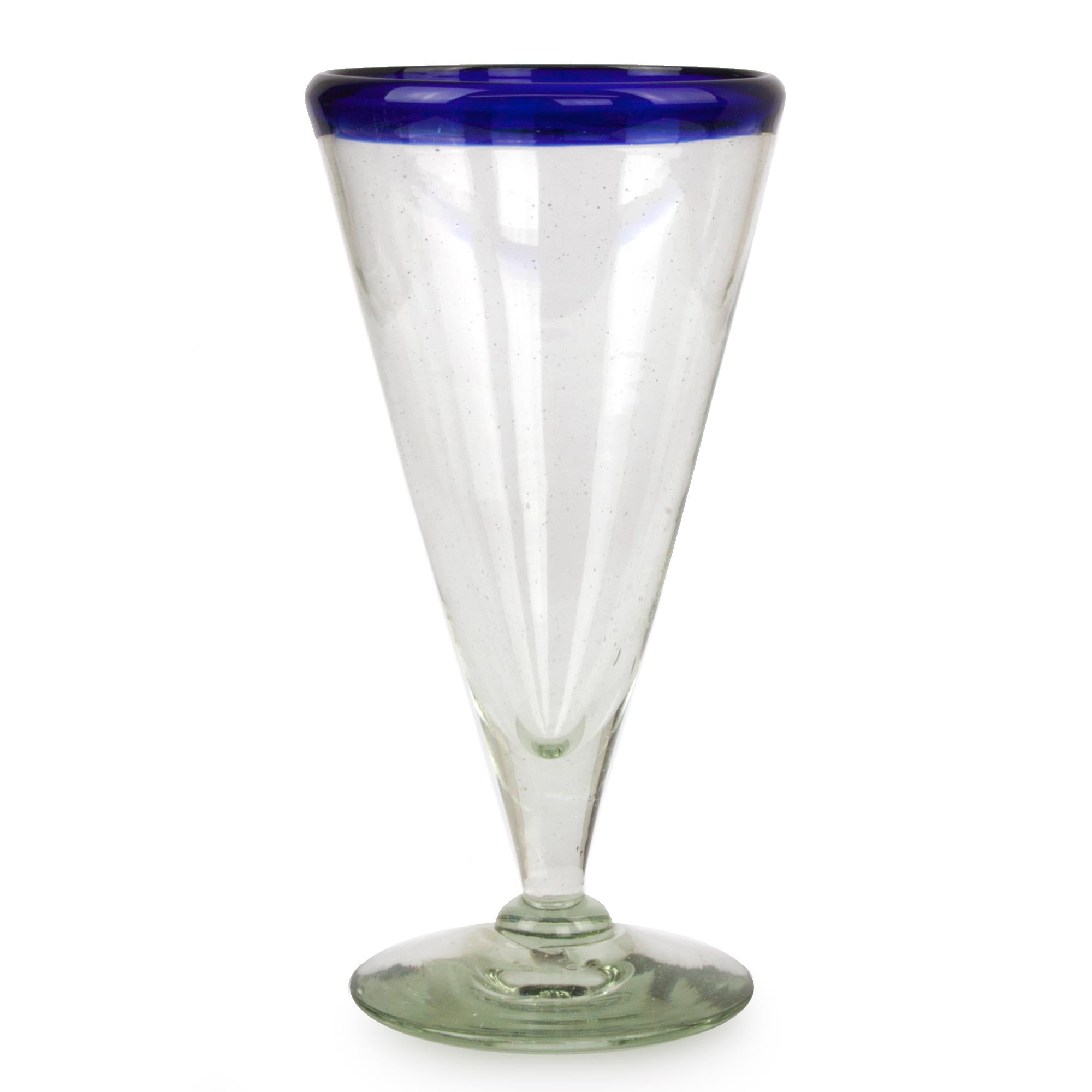 Premium Bohemian Handblown Blue Rim Beer Glasses - Artisan Crafted & Eco-Friendly