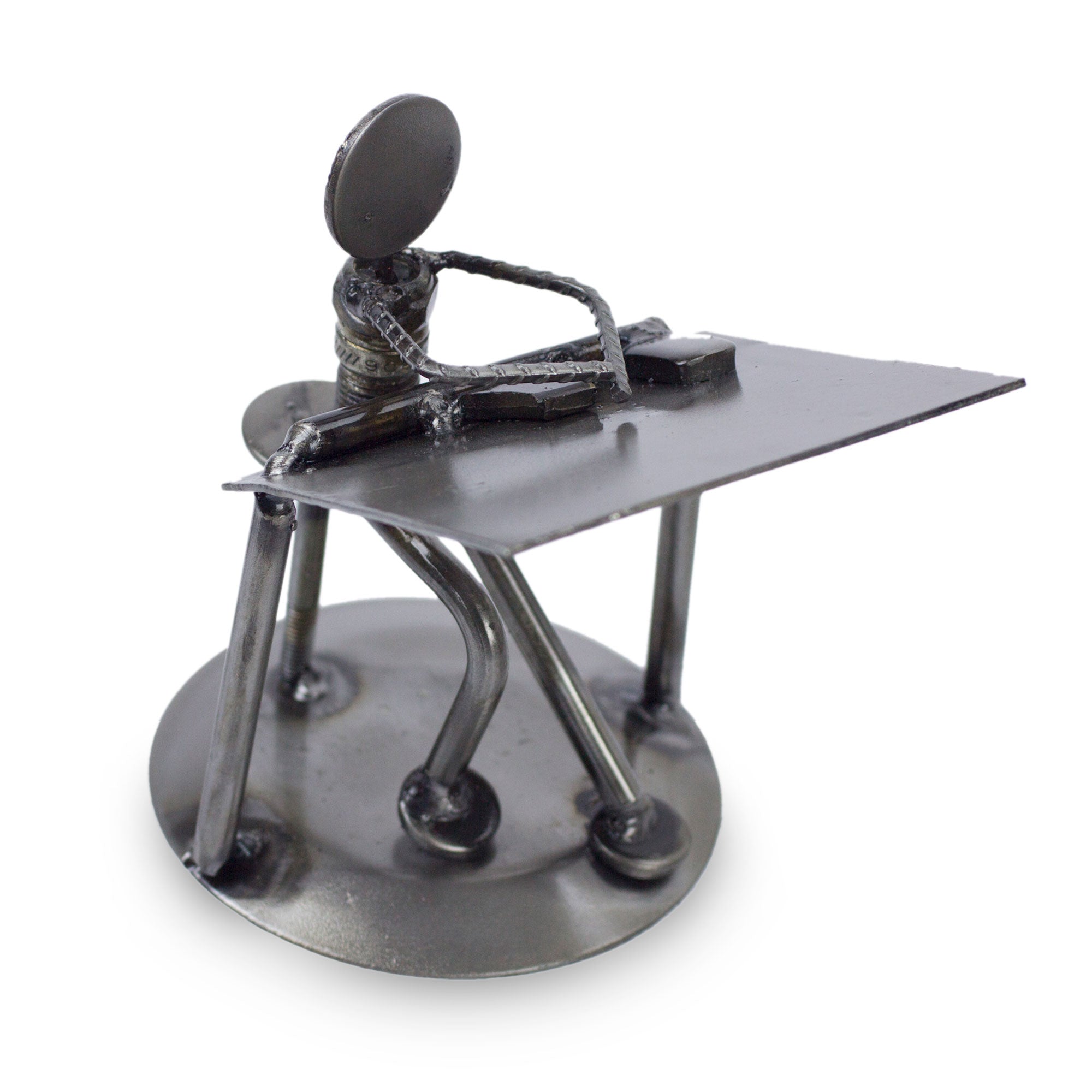 Premium Rustic Architect Recycled Metal Sculpture - Handcrafted Art Piece
