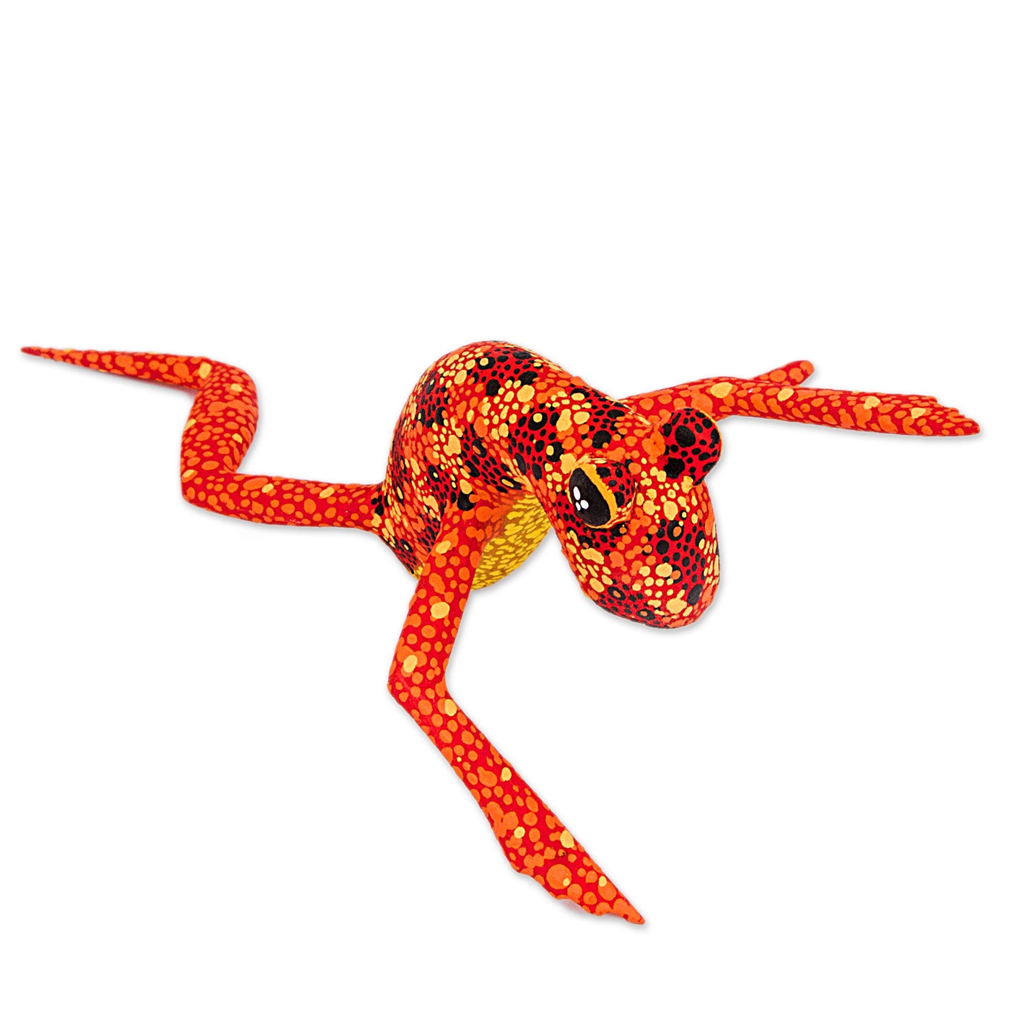 Premium Handcrafted Orange Oaxaca Alebrije Frog Sculpture