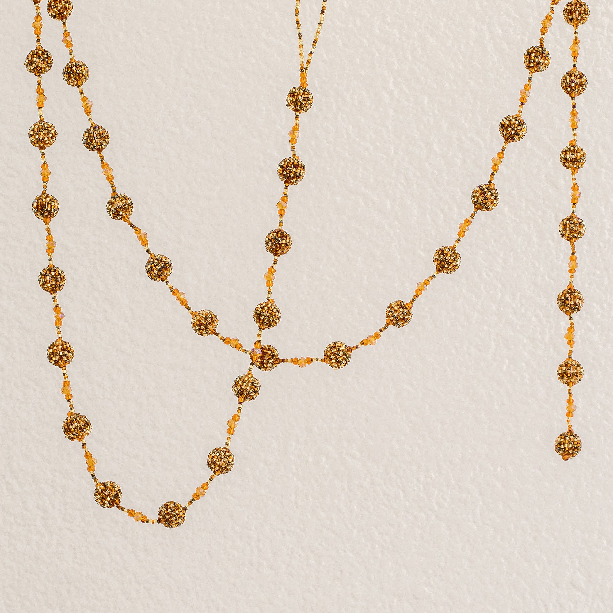 Premium Orange & Gold Glass Beaded Holiday Garland from Guatemala