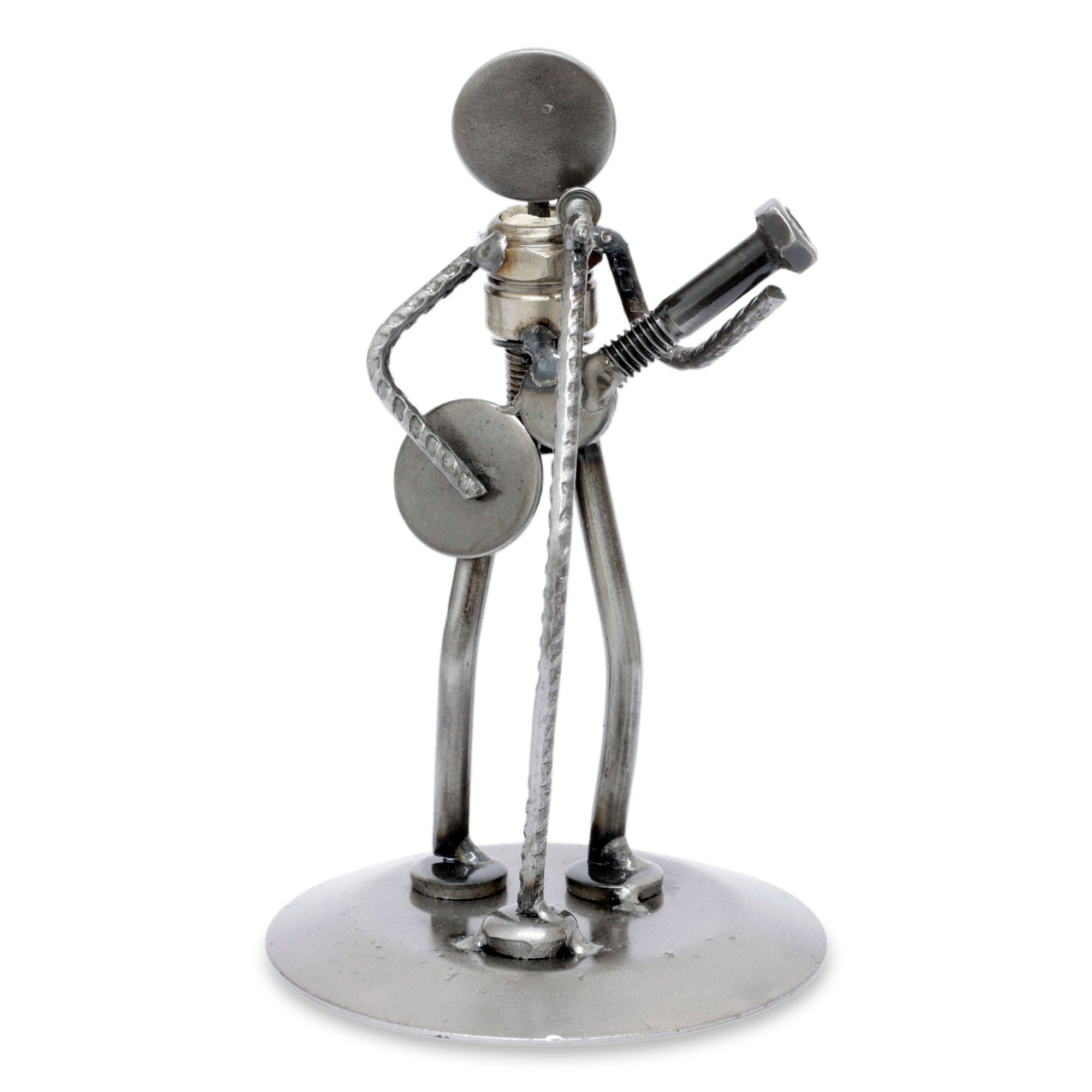 Premium Rustic Folk Singer Metal Art Sculpture
