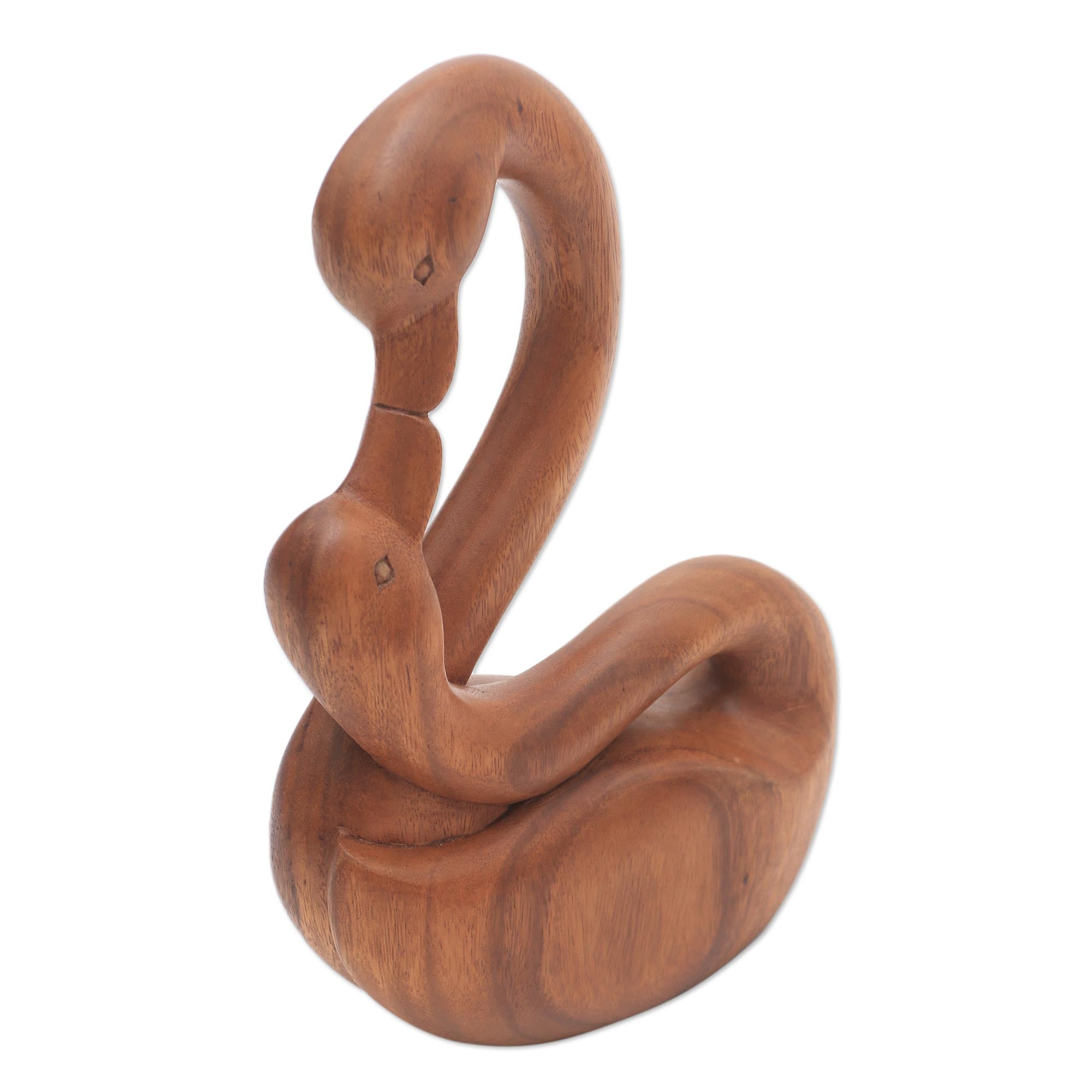 Premium Mother and Child Goose Sculpture - Hand-Carved Suar Wood Art from Bali