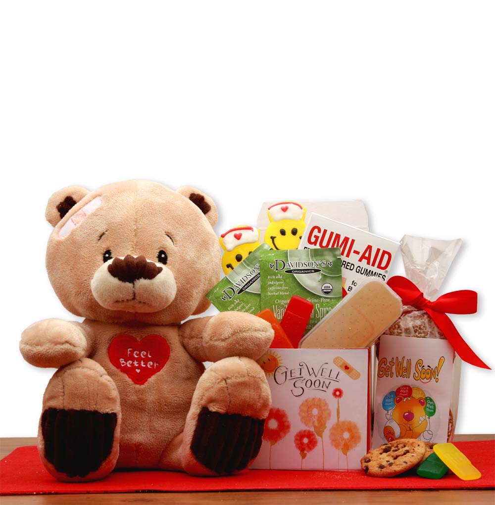 Premium Get Well Soon Gift Set with Plush Teddy Bear & Deluxe Treats