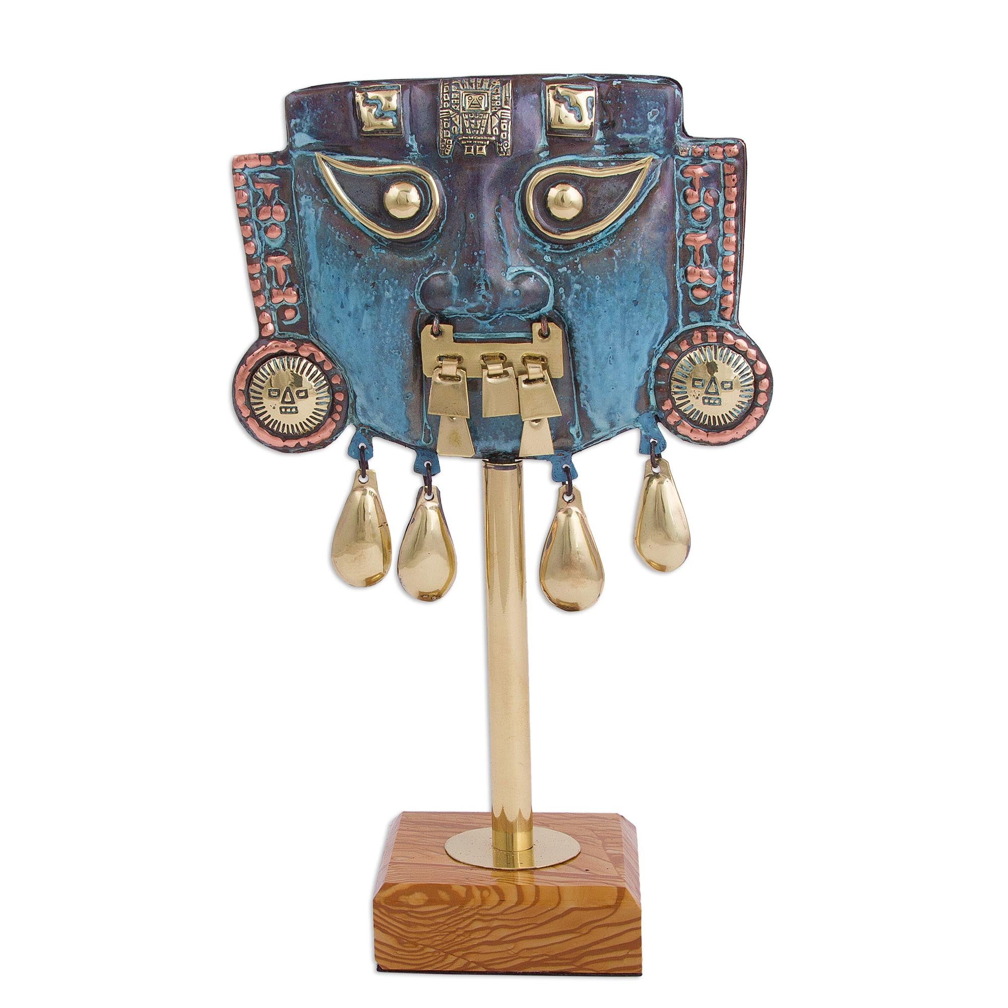 Premium Oxidized Copper Royal Funeral Mask Statuette